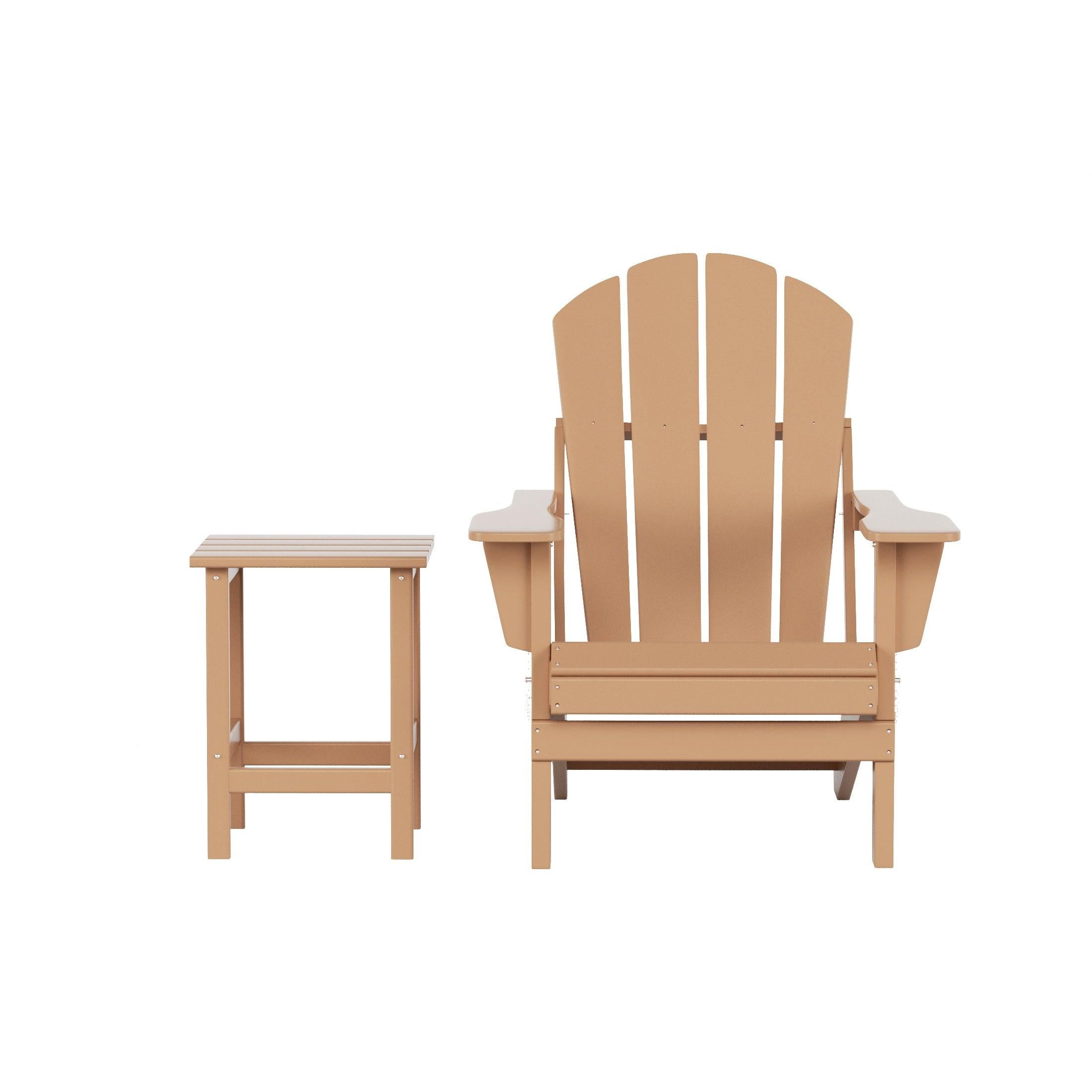 Paradise 2-Piece Set Classic Folding Adirondack Chair with Outdoor Side Table - Costaelm