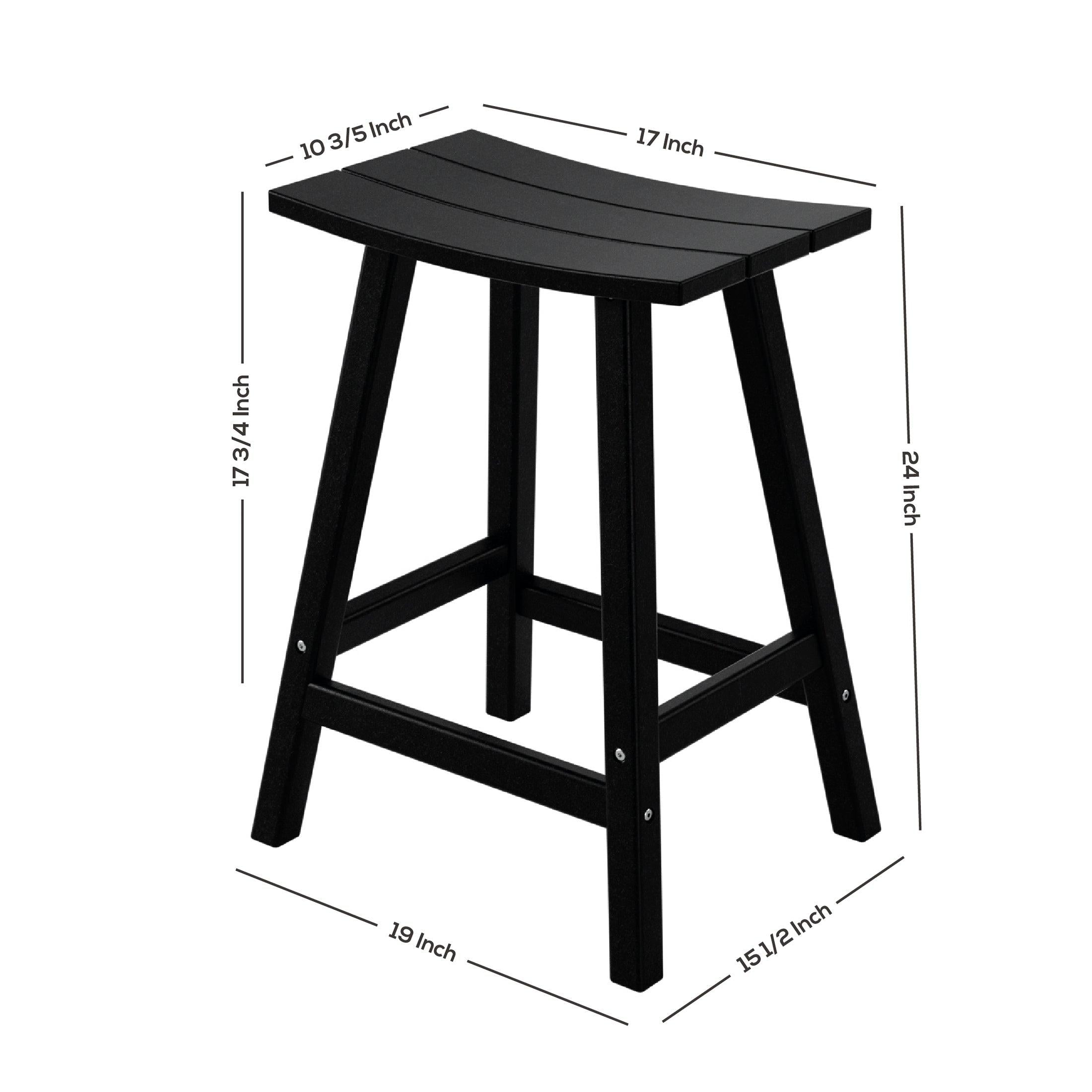 Nova 24" Inch Poly Plastic Outdoor Patio Bar Stool (Set of 2) - Costaelm