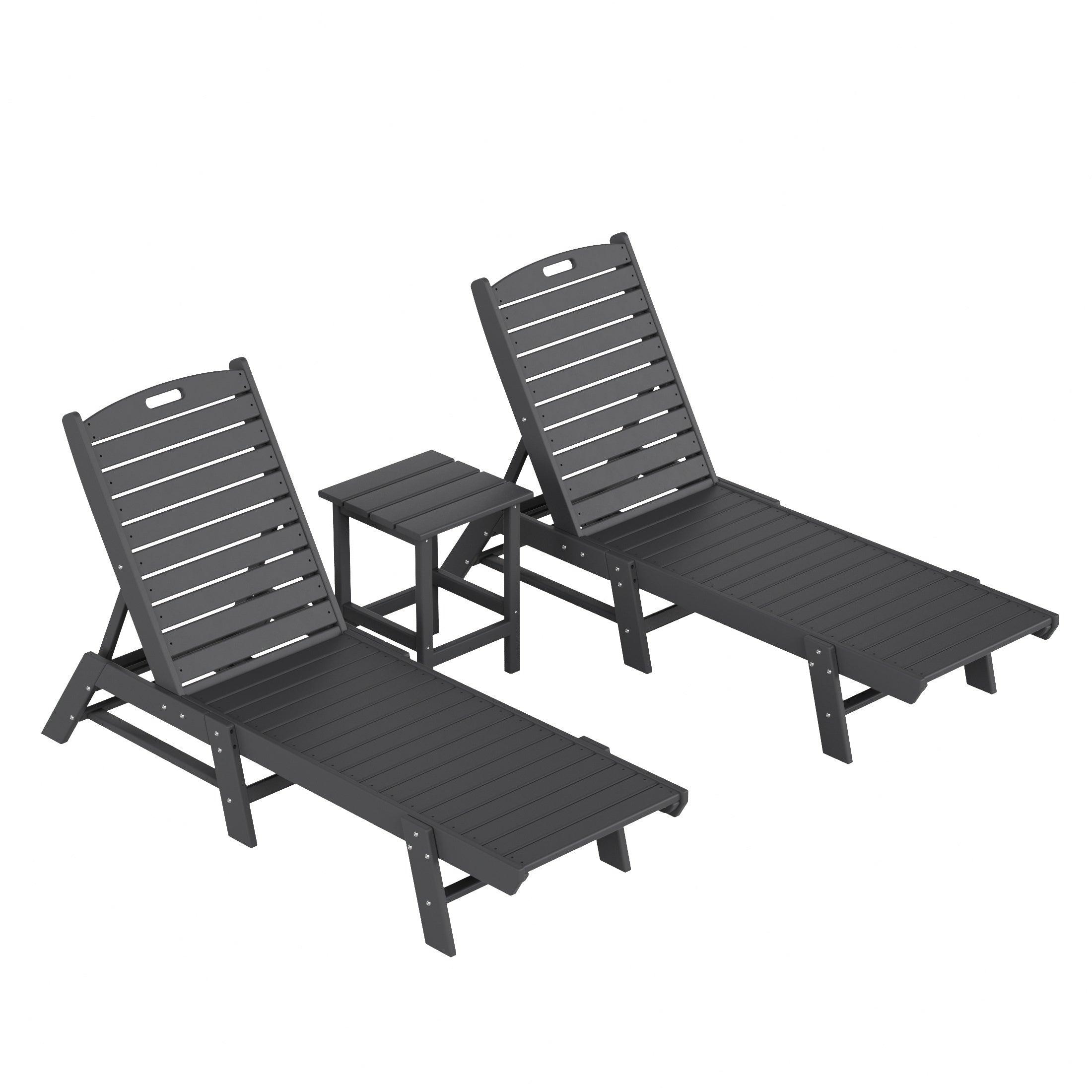 Paradise 3-Piece Set Adirondack Chaise Lounge with Side Table - Costaelm