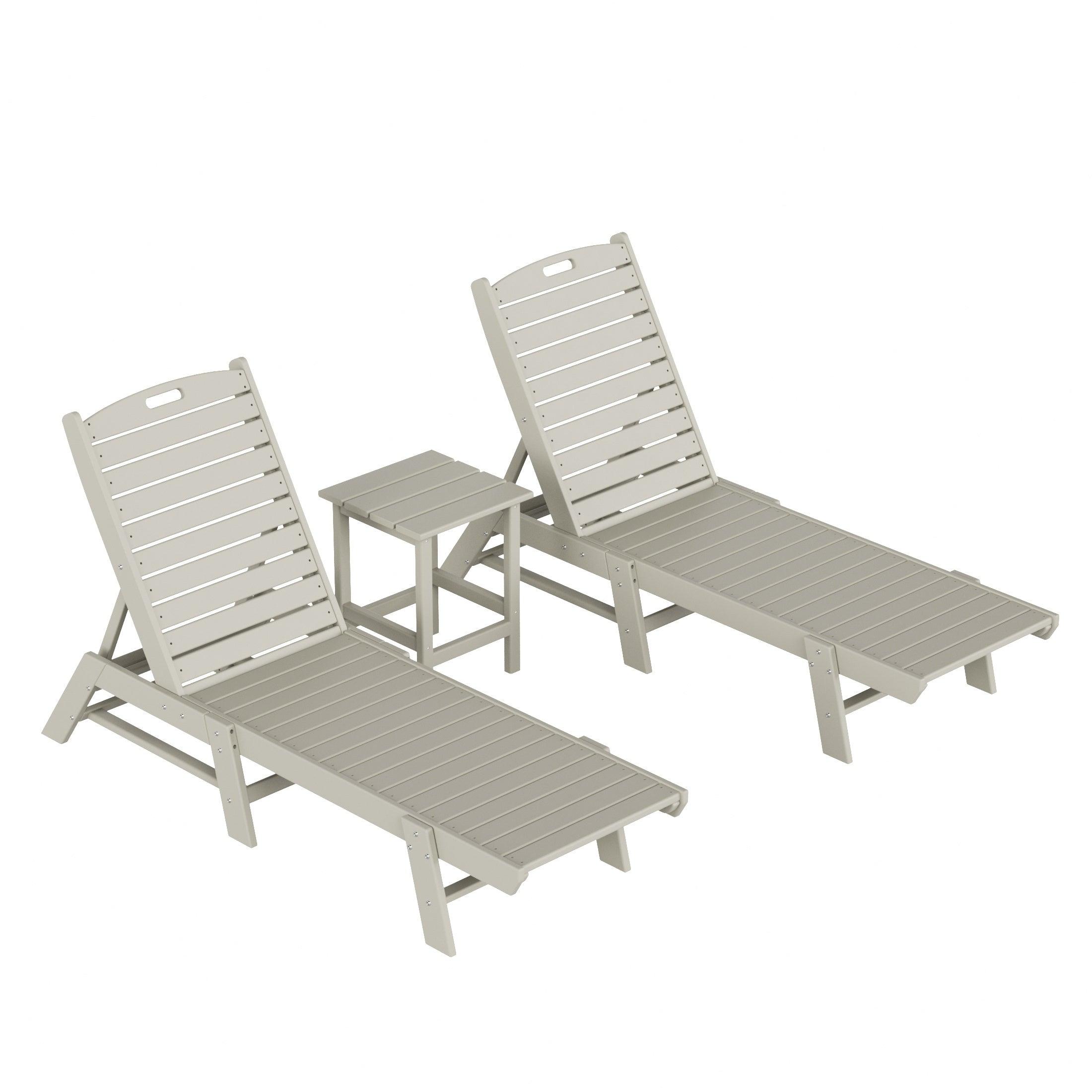 Paradise 3-Piece Set Adirondack Chaise Lounge with Side Table - Costaelm