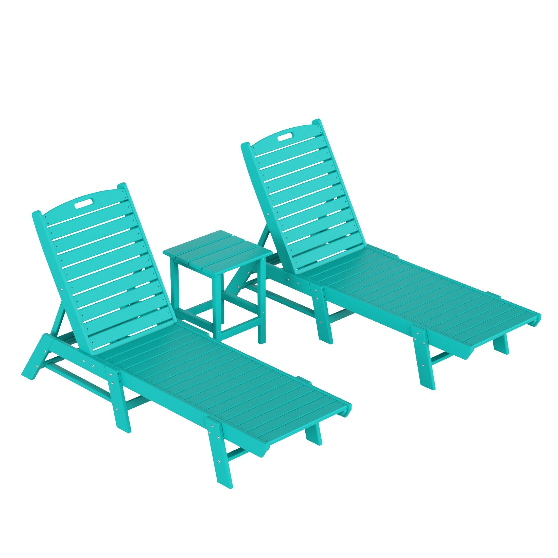 Paradise 3-Piece Set Adirondack Chaise Lounge with Side Table - Costaelm