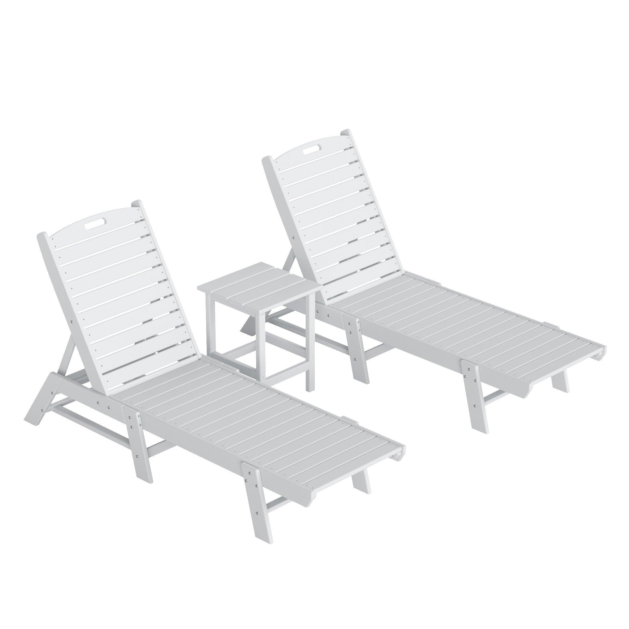 Paradise 3-Piece Set Adirondack Chaise Lounge with Side Table - Costaelm
