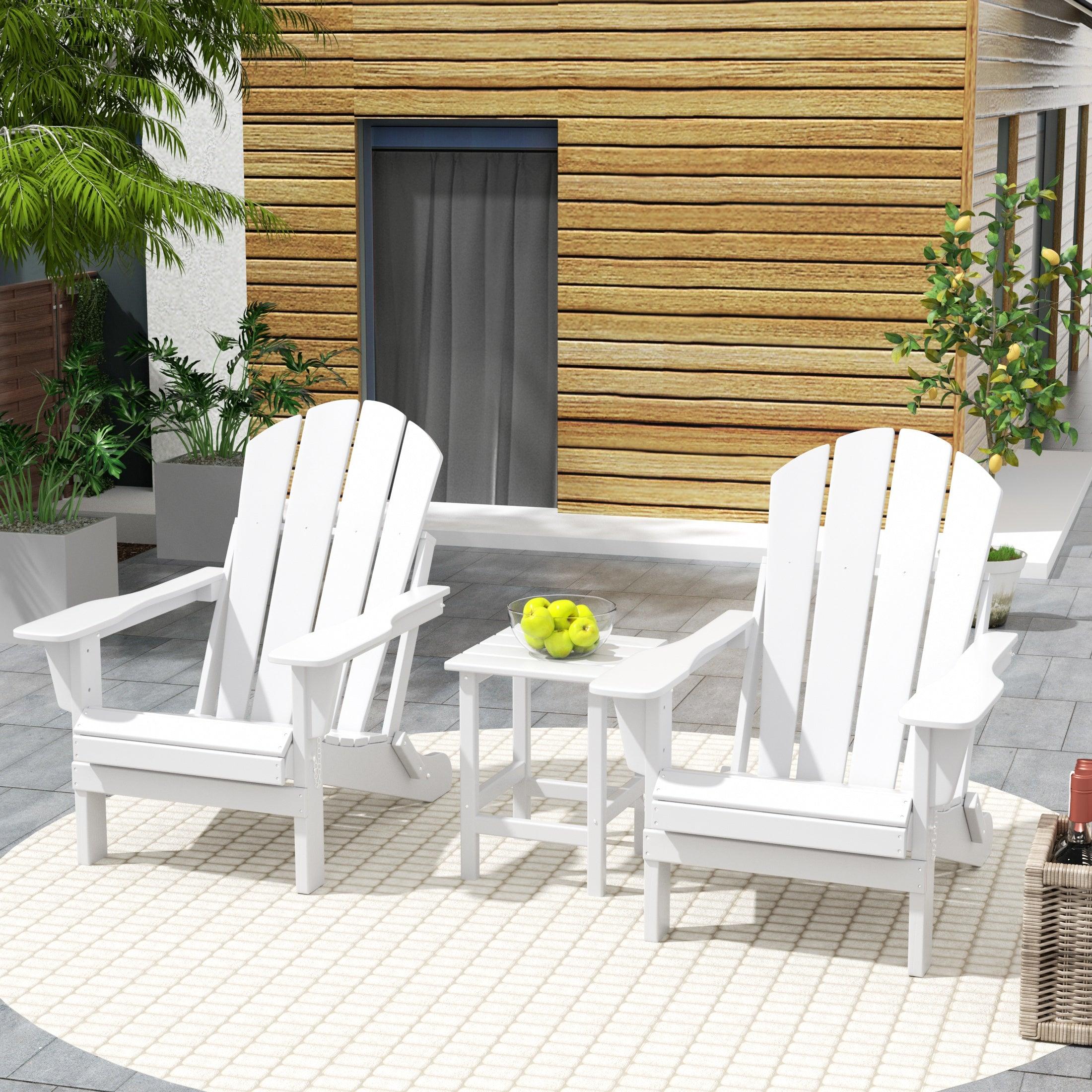 Paradise 3-Piece Set Classic Folding Adirondack Chair with Outdoor Side Table - Costaelm