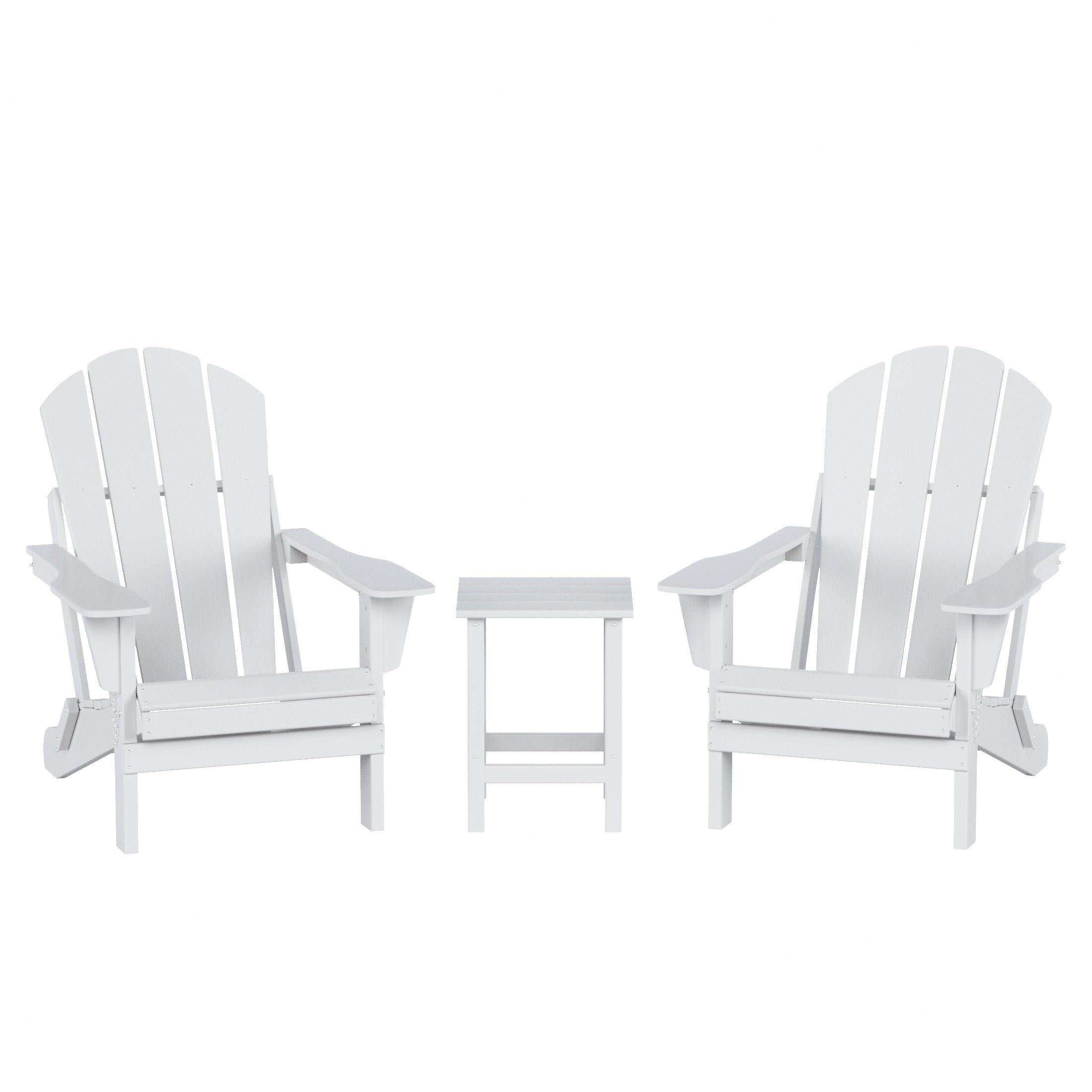 Paradise 3-Piece Set Classic Folding Adirondack Chair with Outdoor Side Table - Costaelm