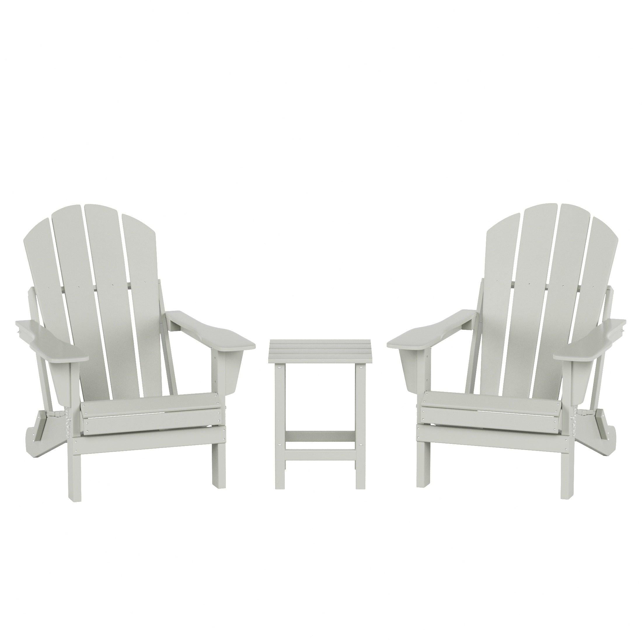 Paradise 3-Piece Set Classic Folding Adirondack Chair with Outdoor Side Table - Costaelm