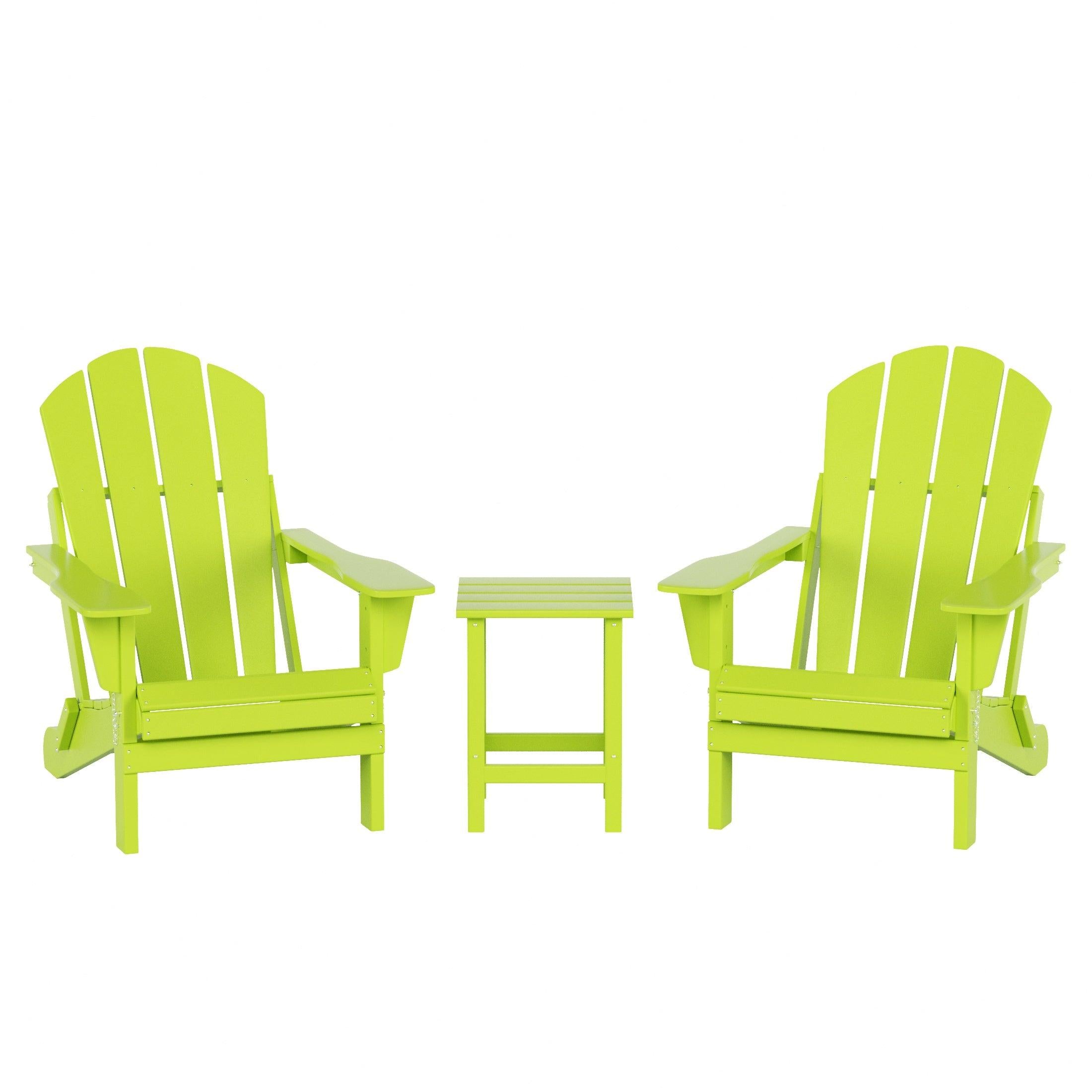 Paradise 3-Piece Set Classic Folding Adirondack Chair with Outdoor Side Table - Costaelm