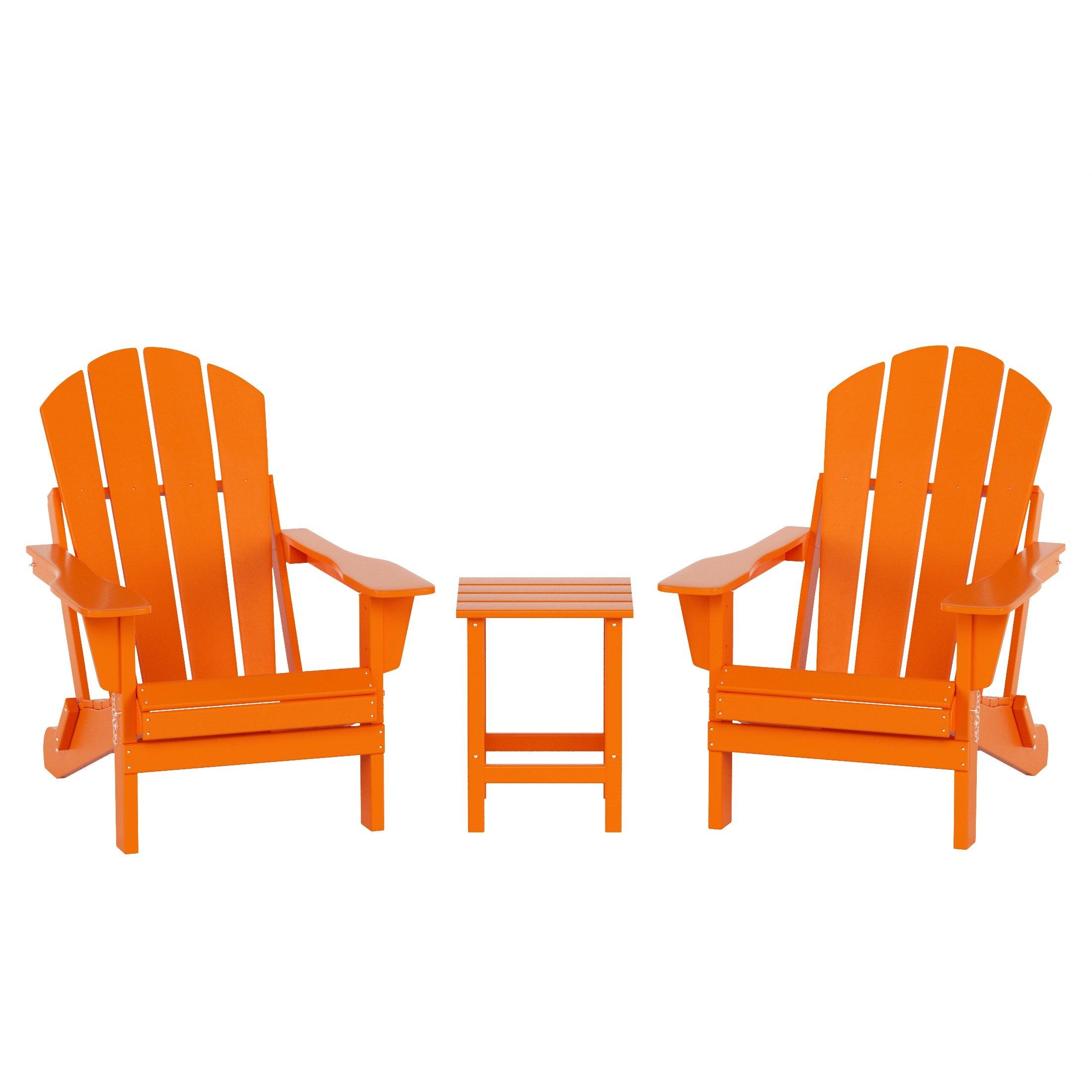 Paradise 3-Piece Set Classic Folding Adirondack Chair with Outdoor Side Table - Costaelm