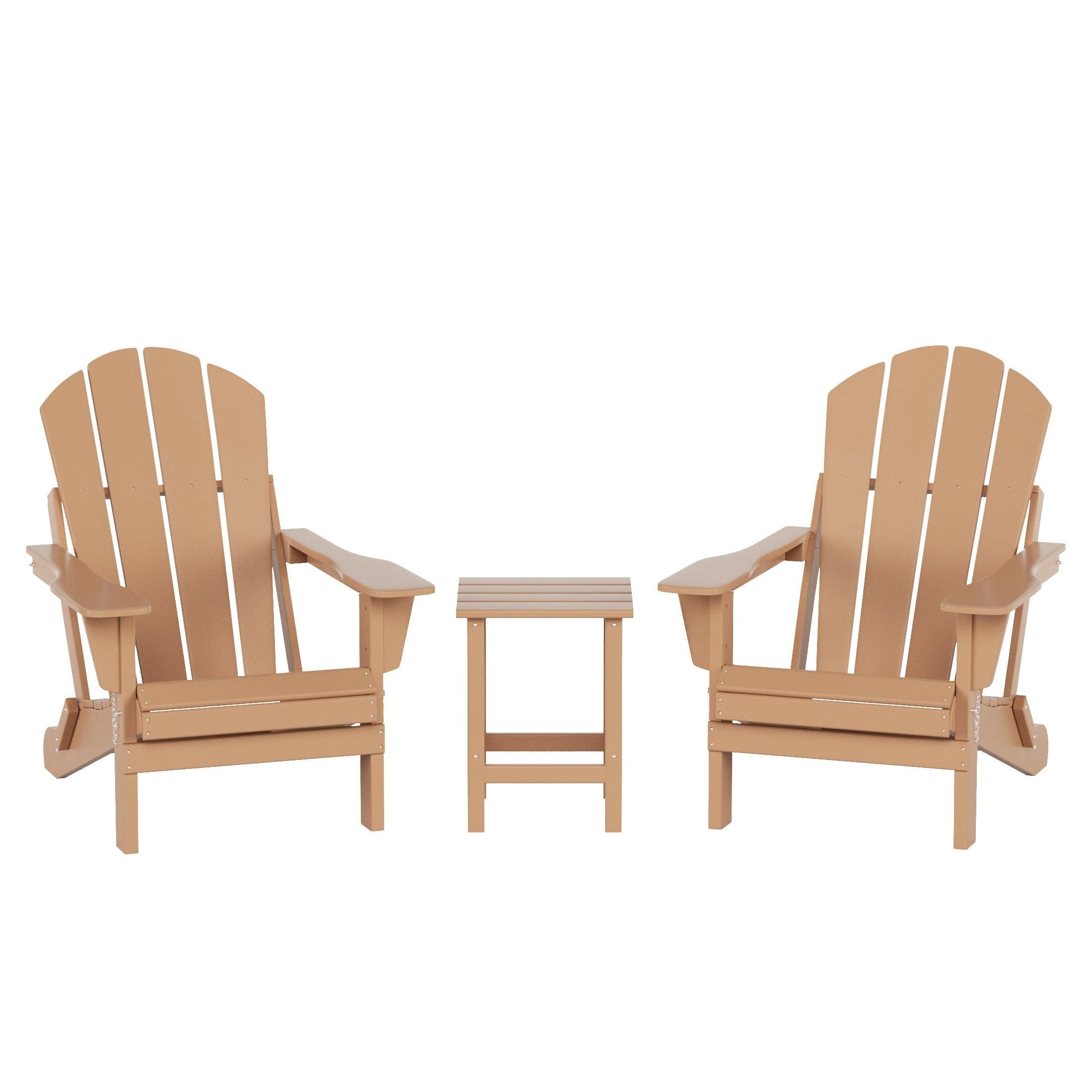 Paradise 3-Piece Set Classic Folding Adirondack Chair with Outdoor Side Table - Costaelm