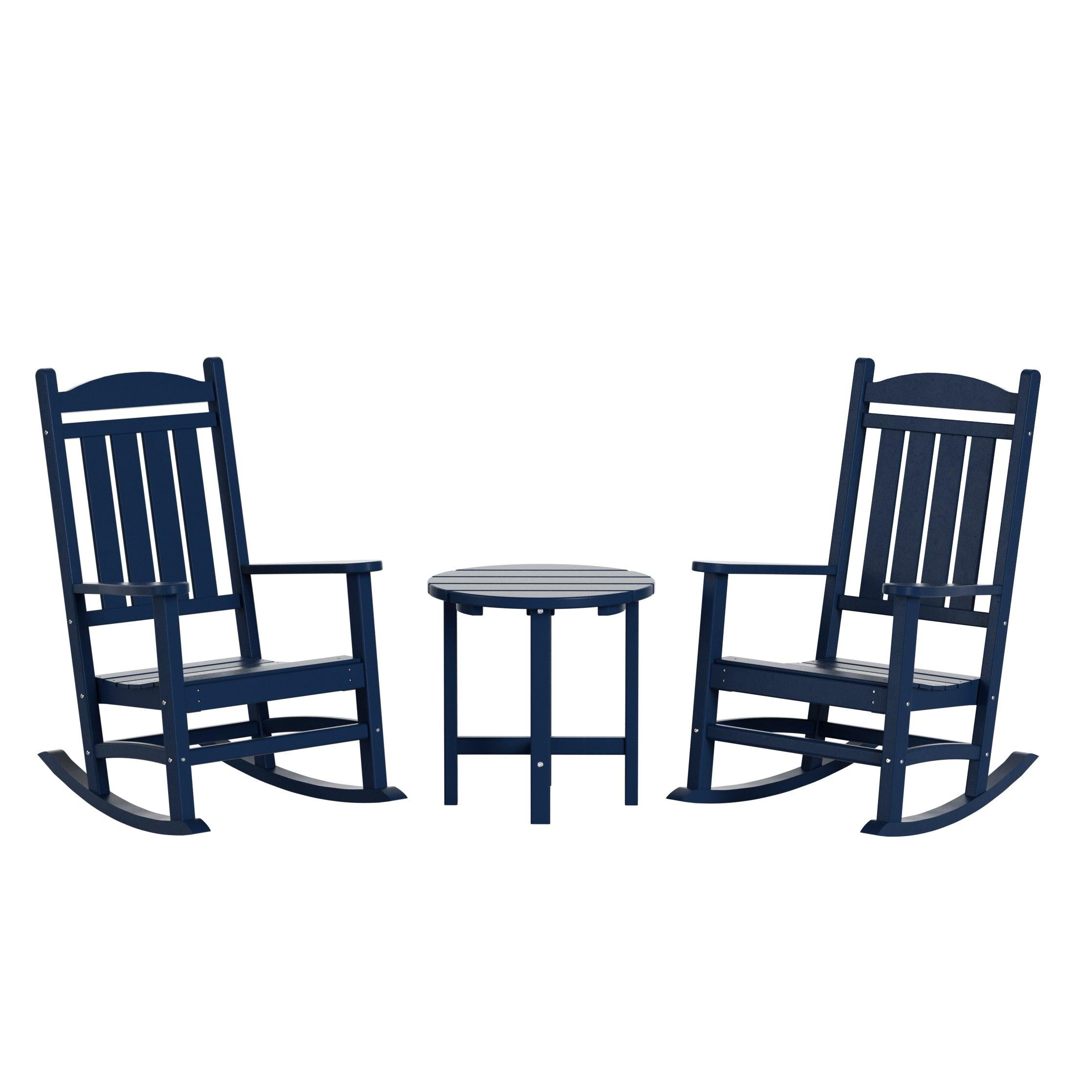 Lakehouse 3-Piece Set Classic Porch Rocking Chair with Round Side Table - Costaelm