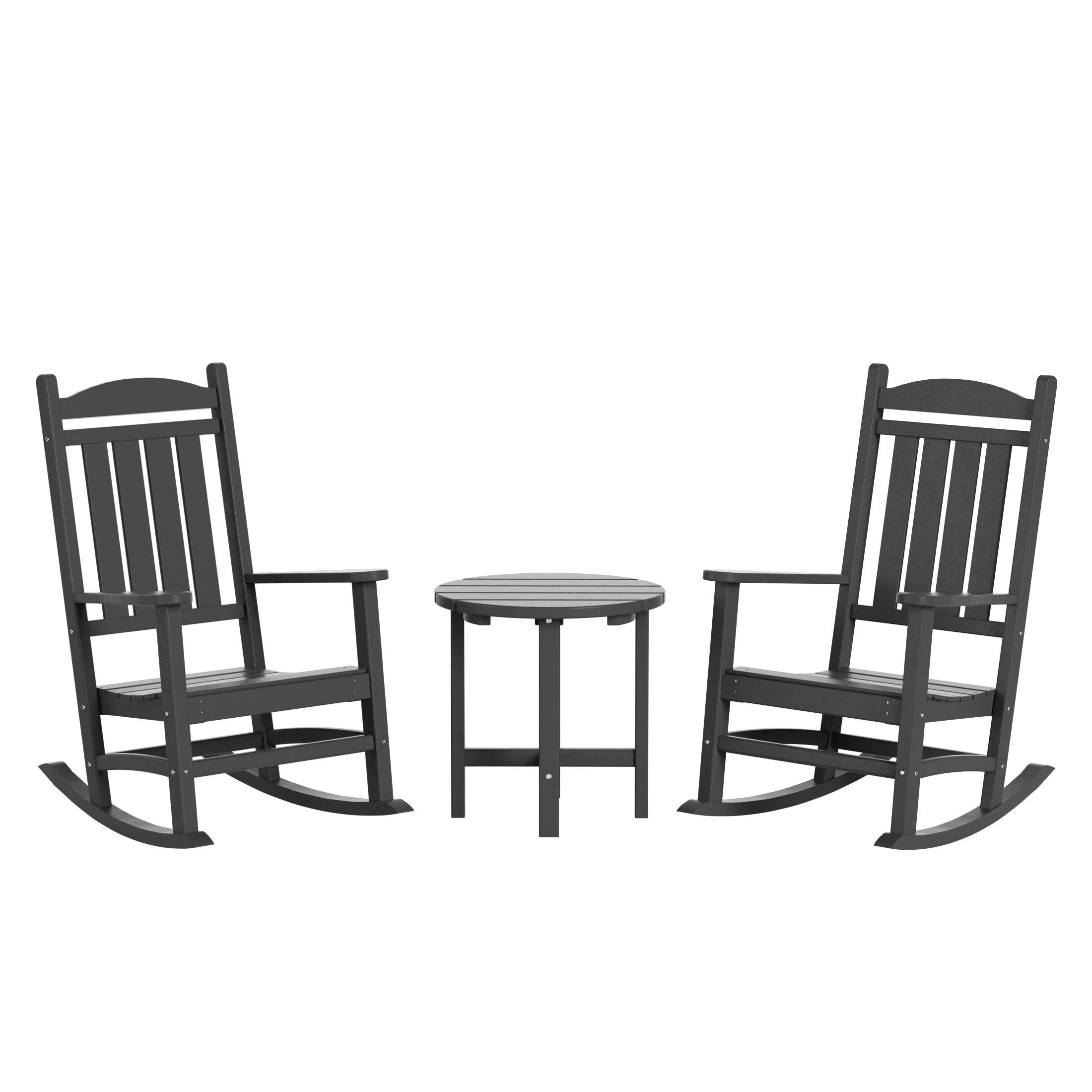 Lakehouse 3-Piece Set Classic Porch Rocking Chair with Round Side Table - Costaelm