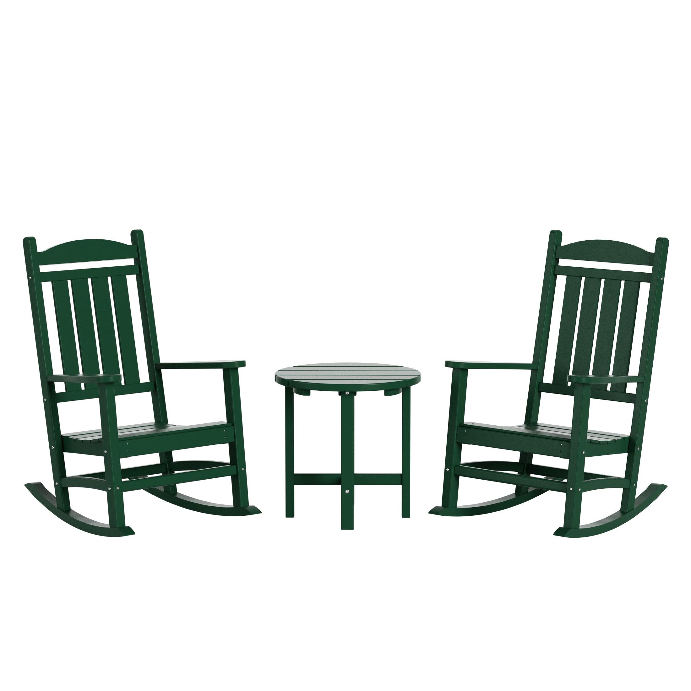 Lakehouse 3-Piece Set Classic Porch Rocking Chair with Round Side Table - Costaelm