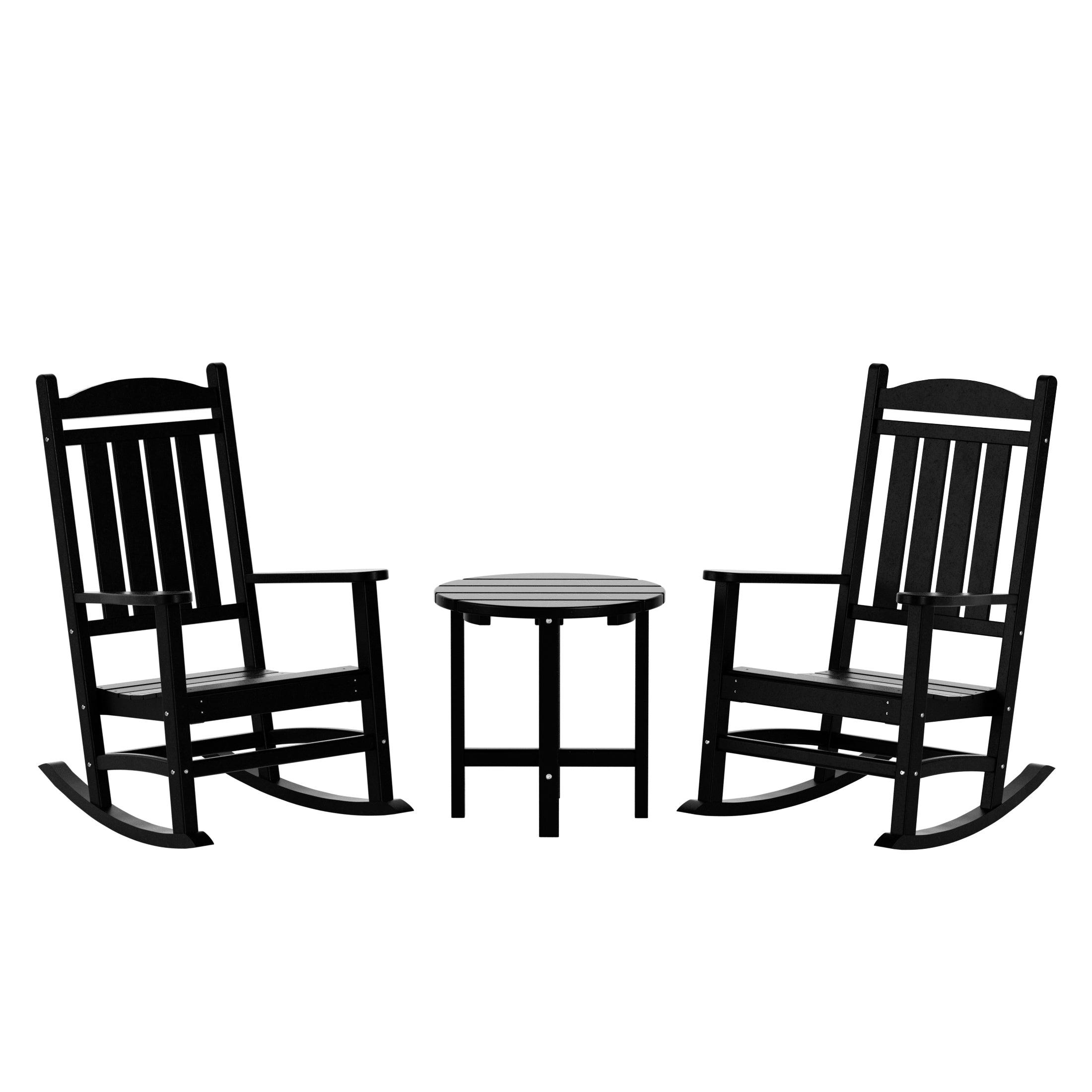 Lakehouse 3-Piece Set Classic Porch Rocking Chair with Round Side Table - Costaelm