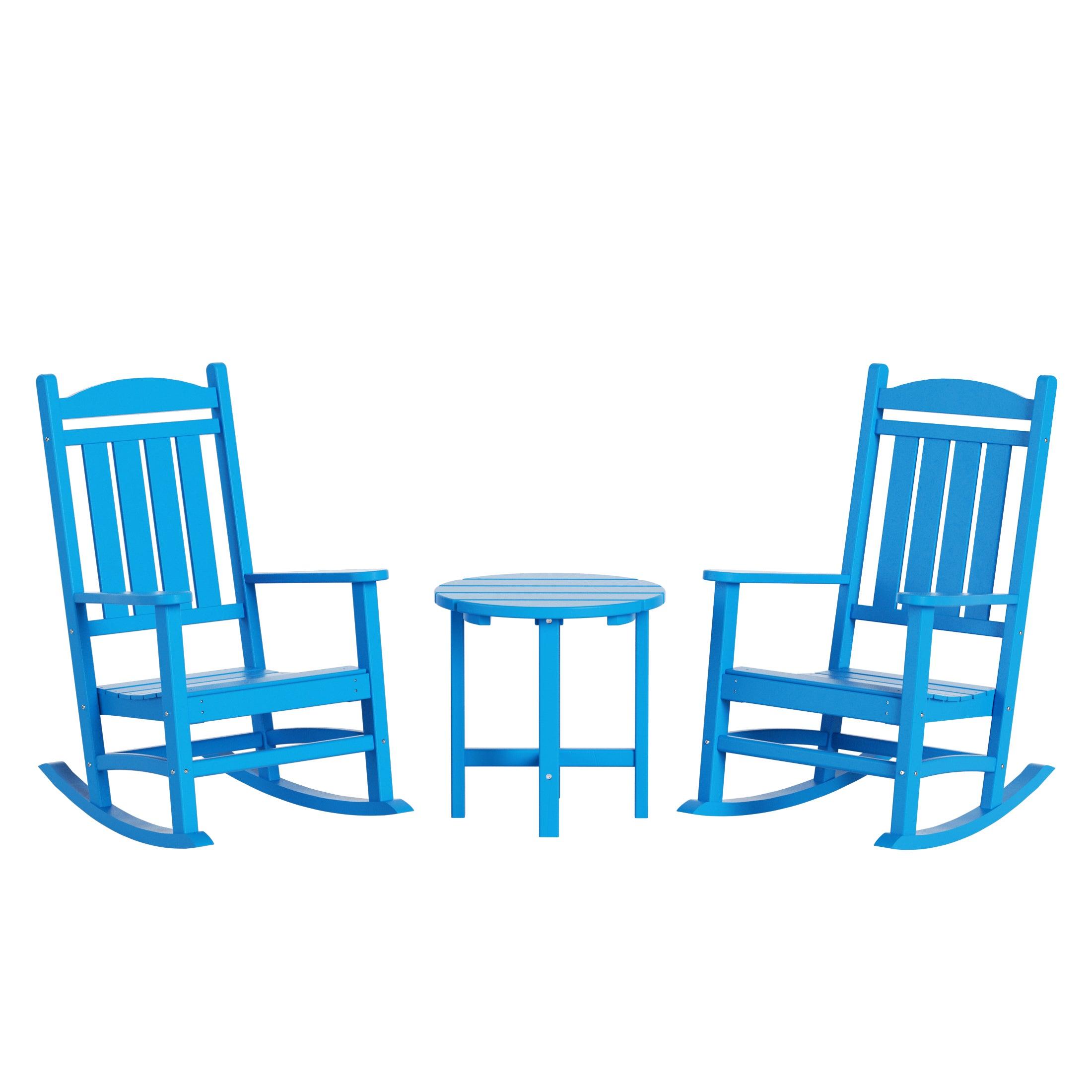 Lakehouse 3-Piece Set Classic Porch Rocking Chair with Round Side Table - Costaelm