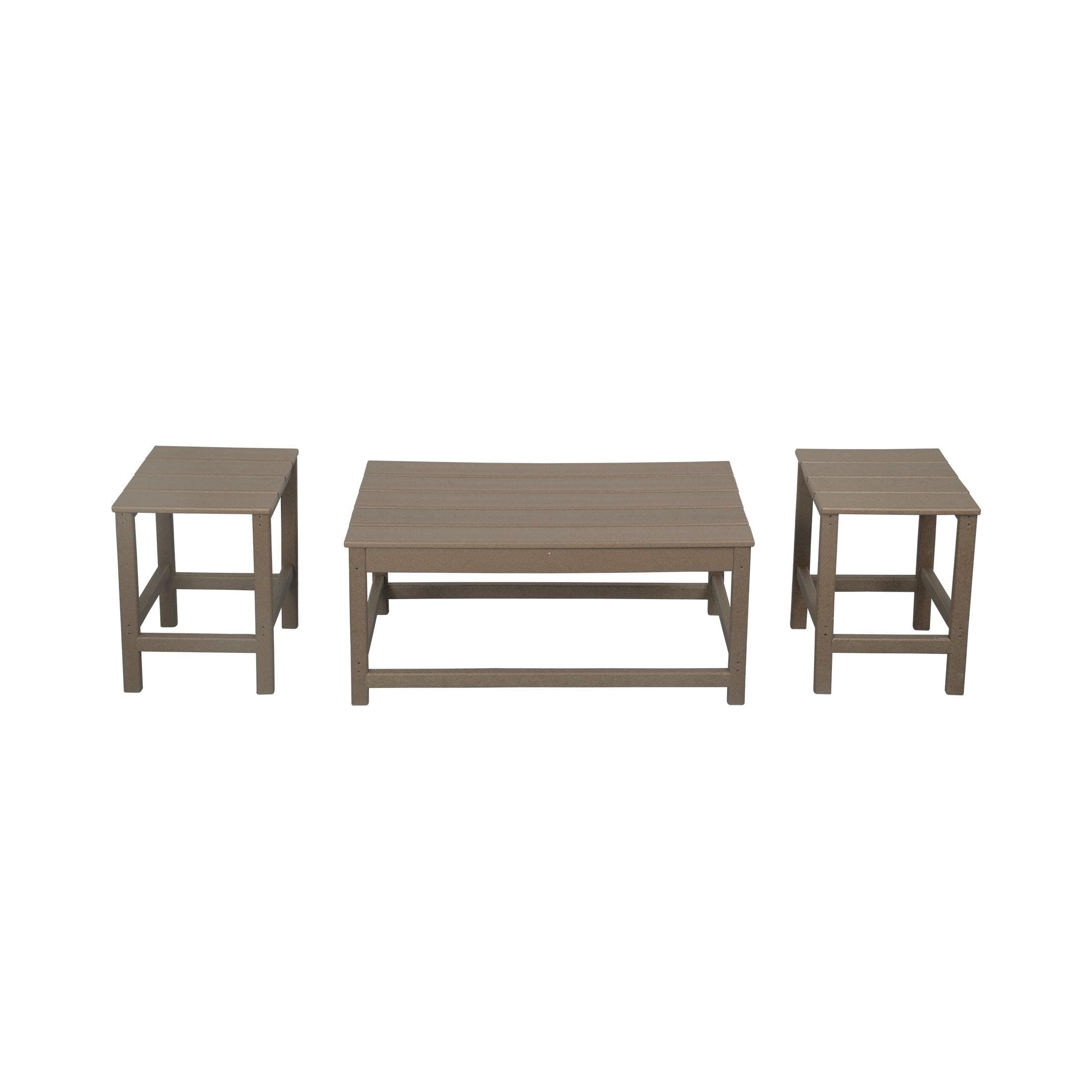 Paradise 3-Piece Set Outdoor Patio Adirondack Coffee Table and Square Side Table - Costaelm