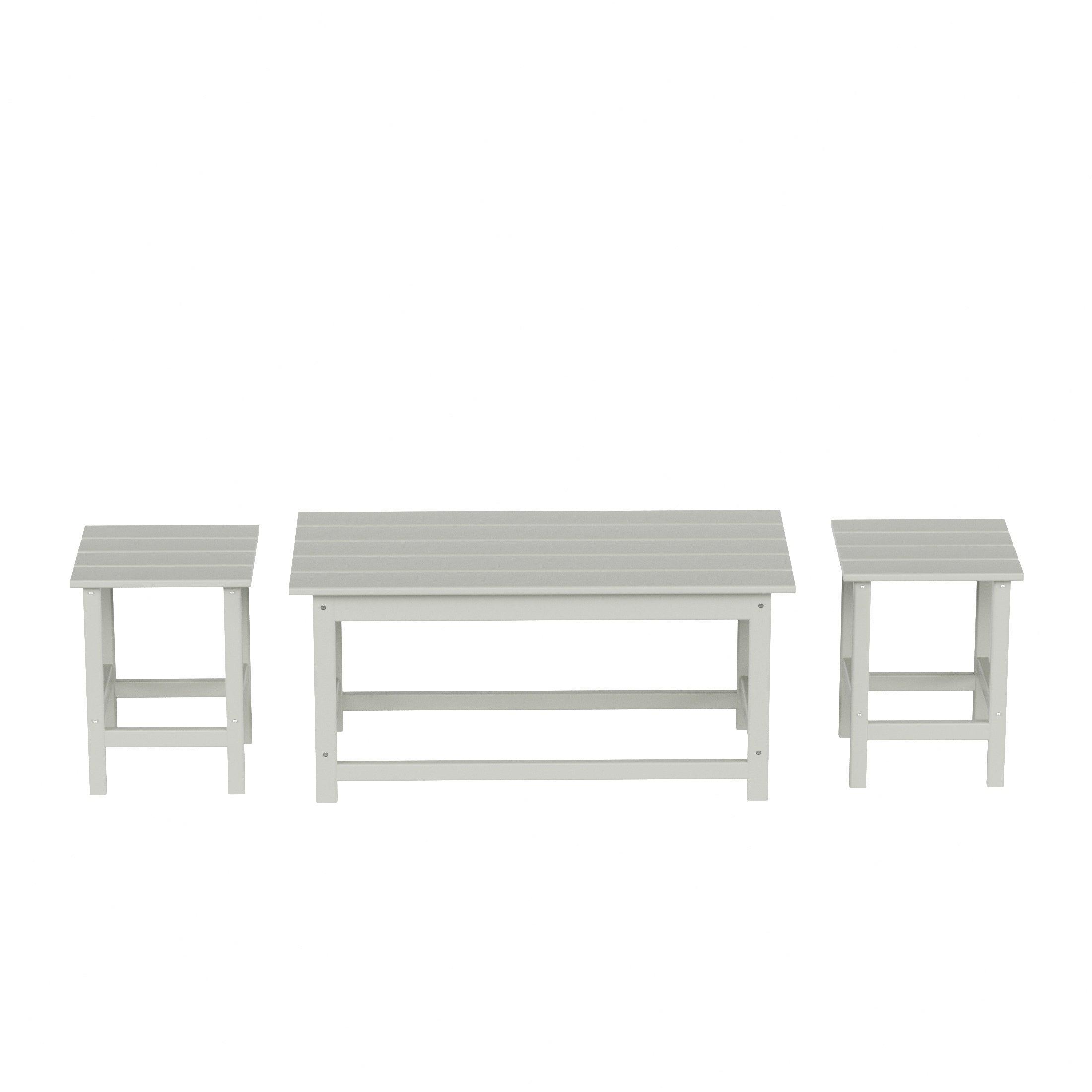 Paradise 3-Piece Set Outdoor Patio Adirondack Coffee Table and Square Side Table - Costaelm