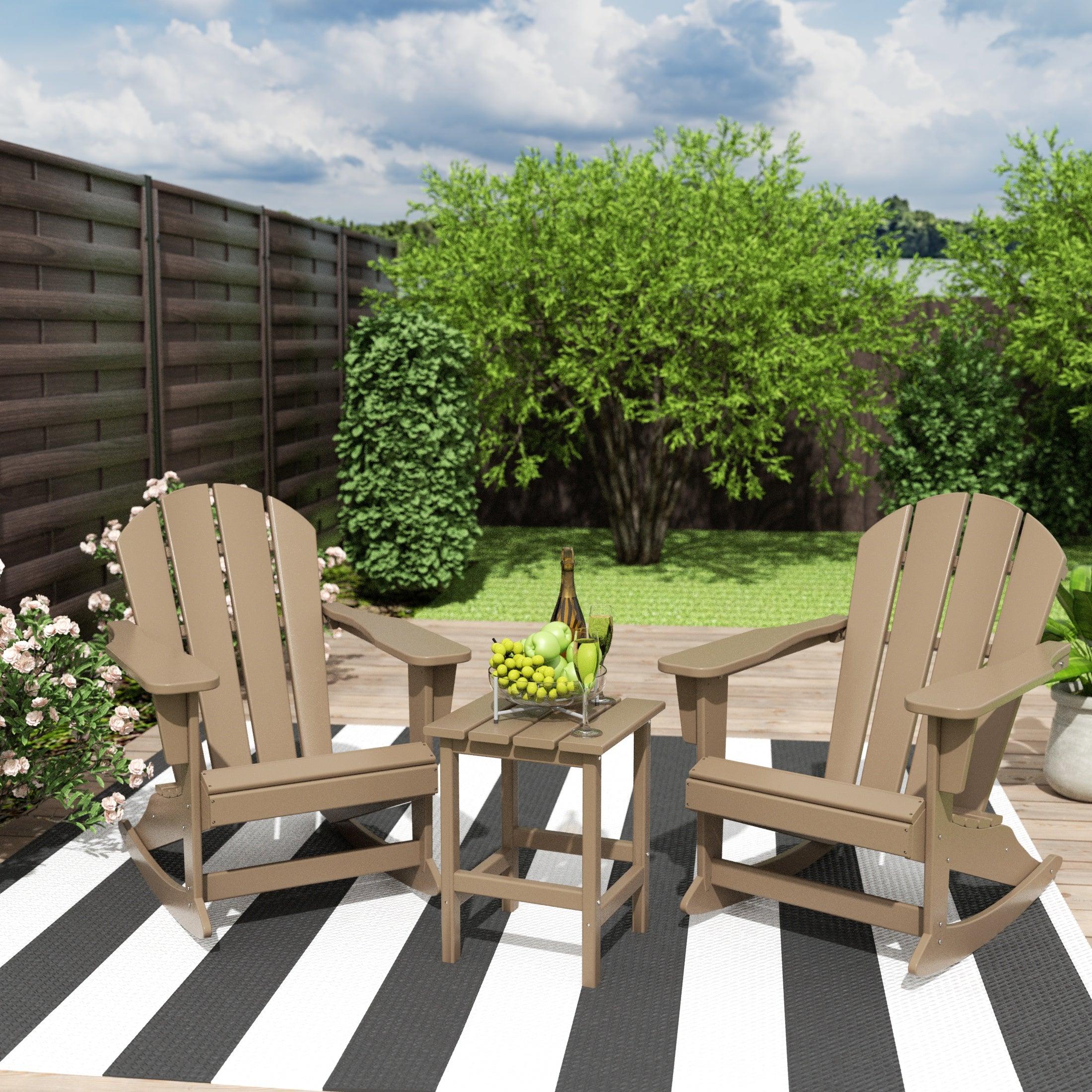 Paradise 3-Piece Set Patio Adirondack Outdoor Rocking Chairs with Side Table - Costaelm