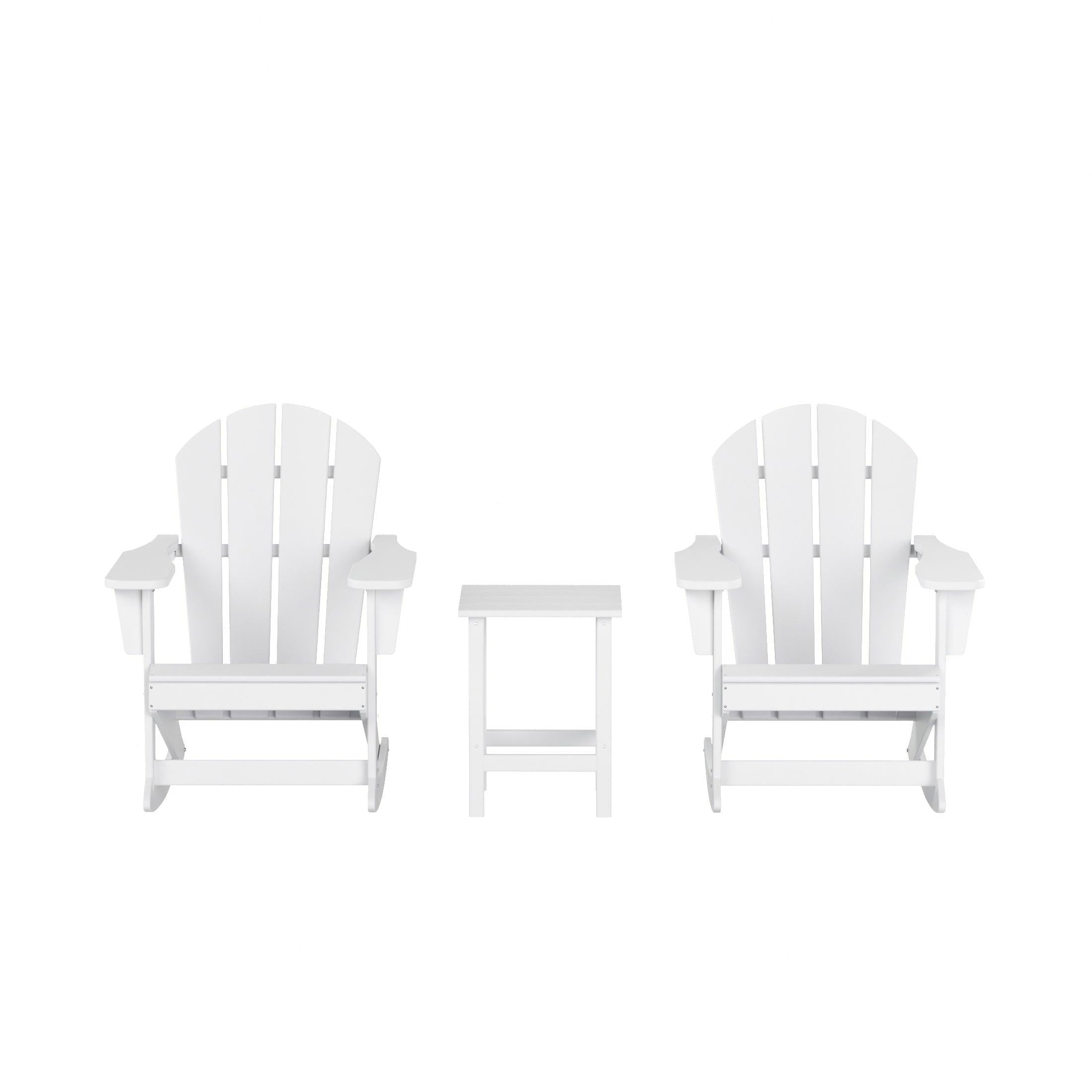 Paradise 3-Piece Set Patio Adirondack Outdoor Rocking Chairs with Side Table - Costaelm