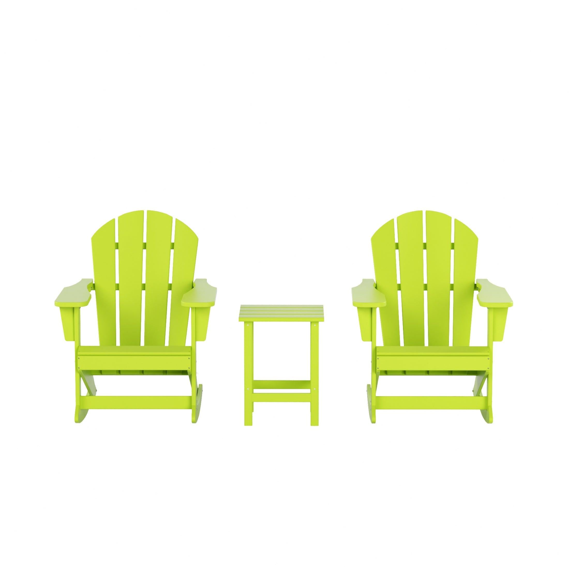 Paradise 3-Piece Set Patio Adirondack Outdoor Rocking Chairs with Side Table - Costaelm