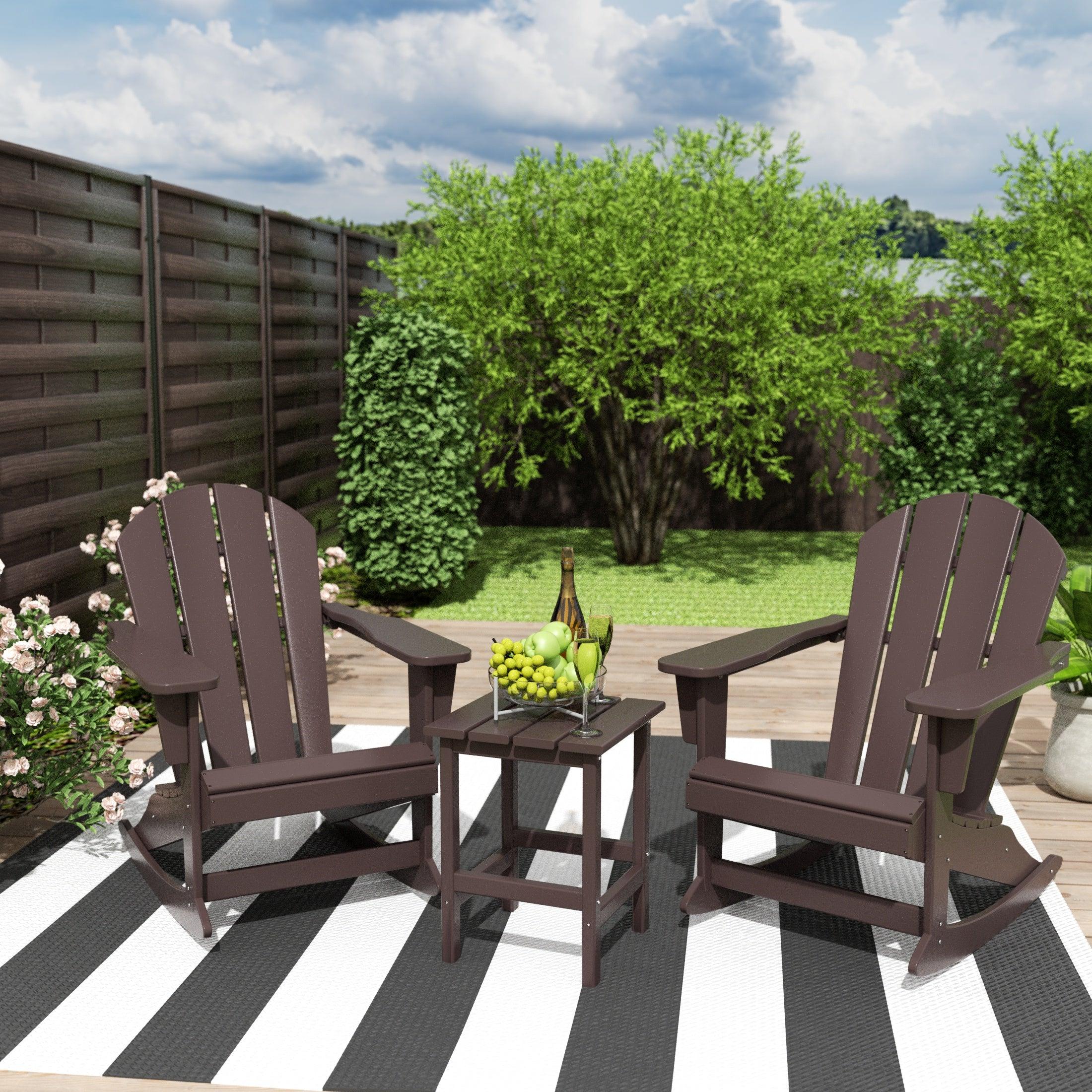 Paradise 3-Piece Set Patio Adirondack Outdoor Rocking Chairs with Side Table - Costaelm