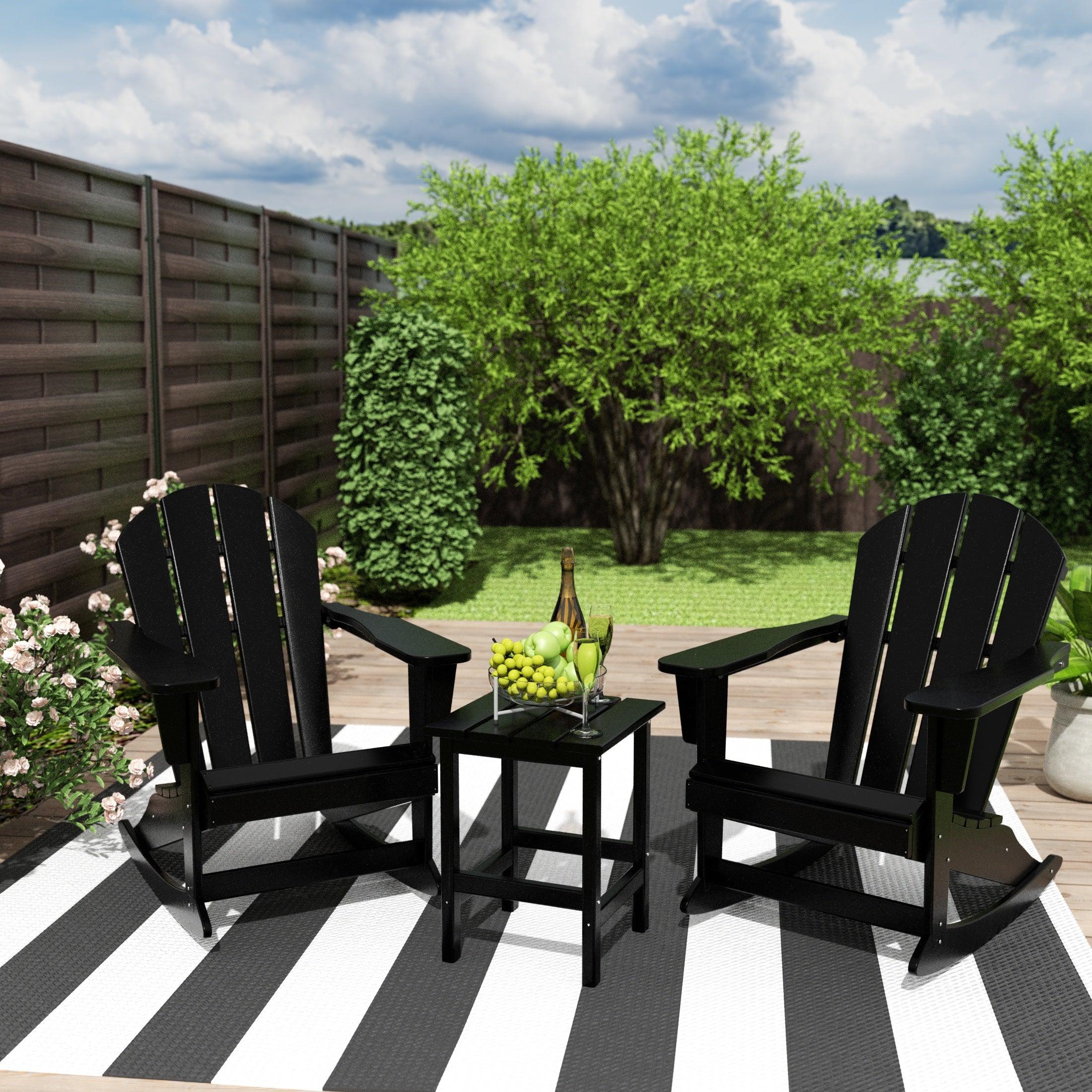 Paradise 3-Piece Set Patio Adirondack Outdoor Rocking Chairs with Side Table - Costaelm