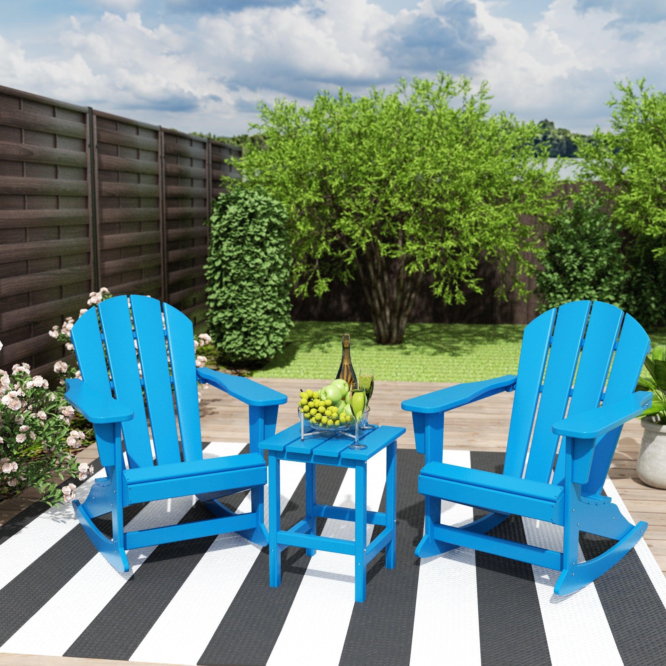 Paradise 3-Piece Set Patio Adirondack Outdoor Rocking Chairs with Side Table - Costaelm