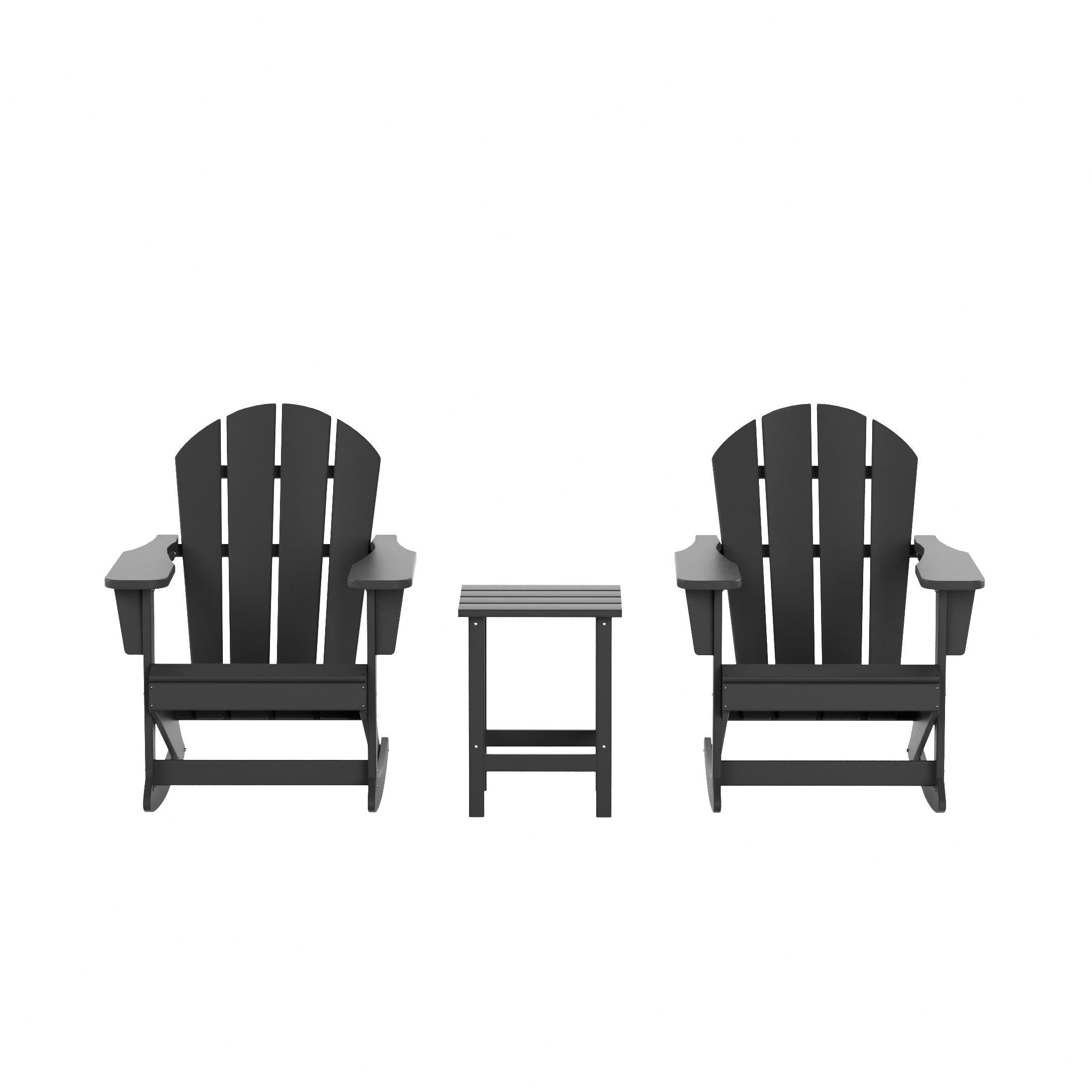 Paradise 3-Piece Set Patio Adirondack Outdoor Rocking Chairs with Side Table - Costaelm