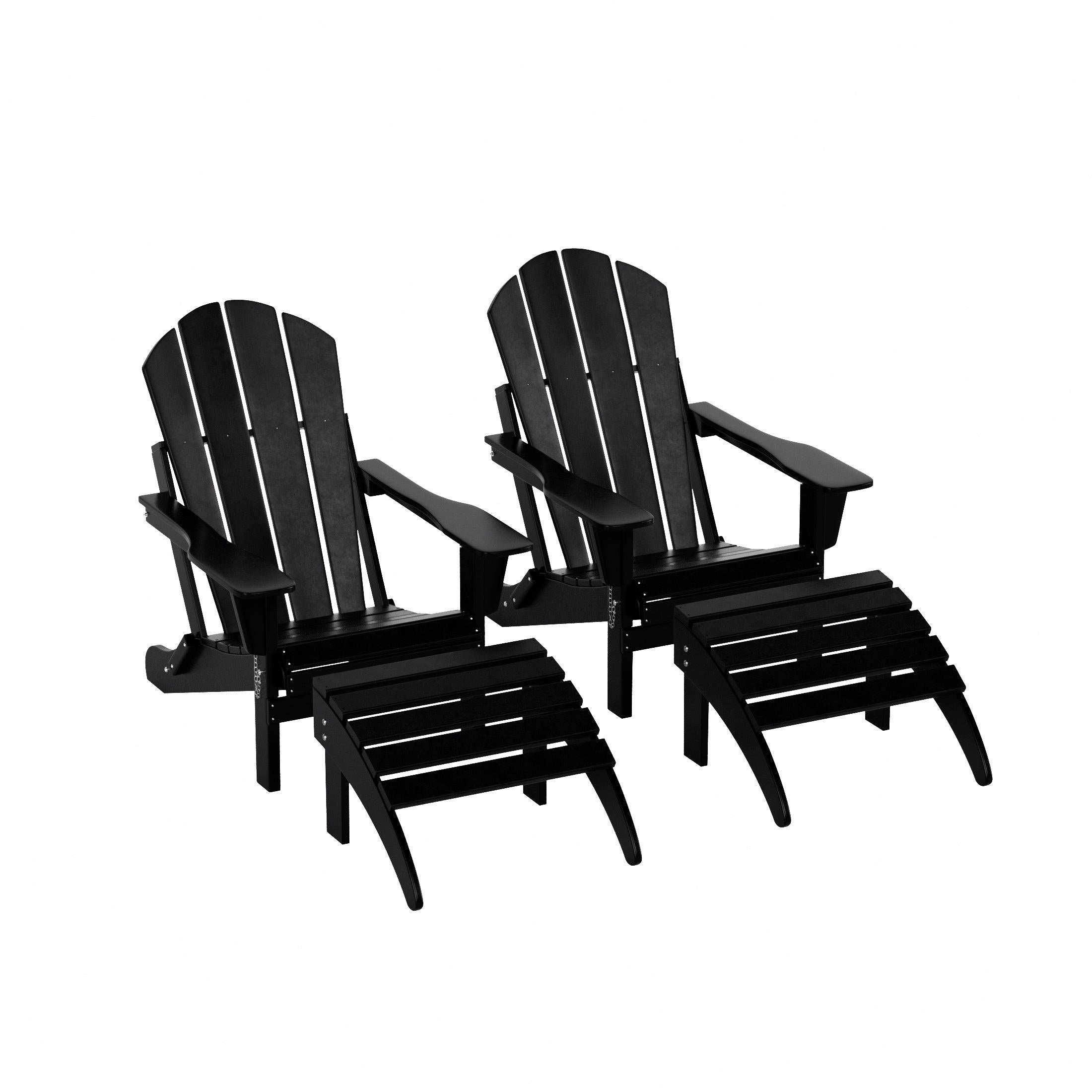 Paradise 4-Piece Set Classic Folding Adirondack Chair with Footrest Ottoman - Costaelm