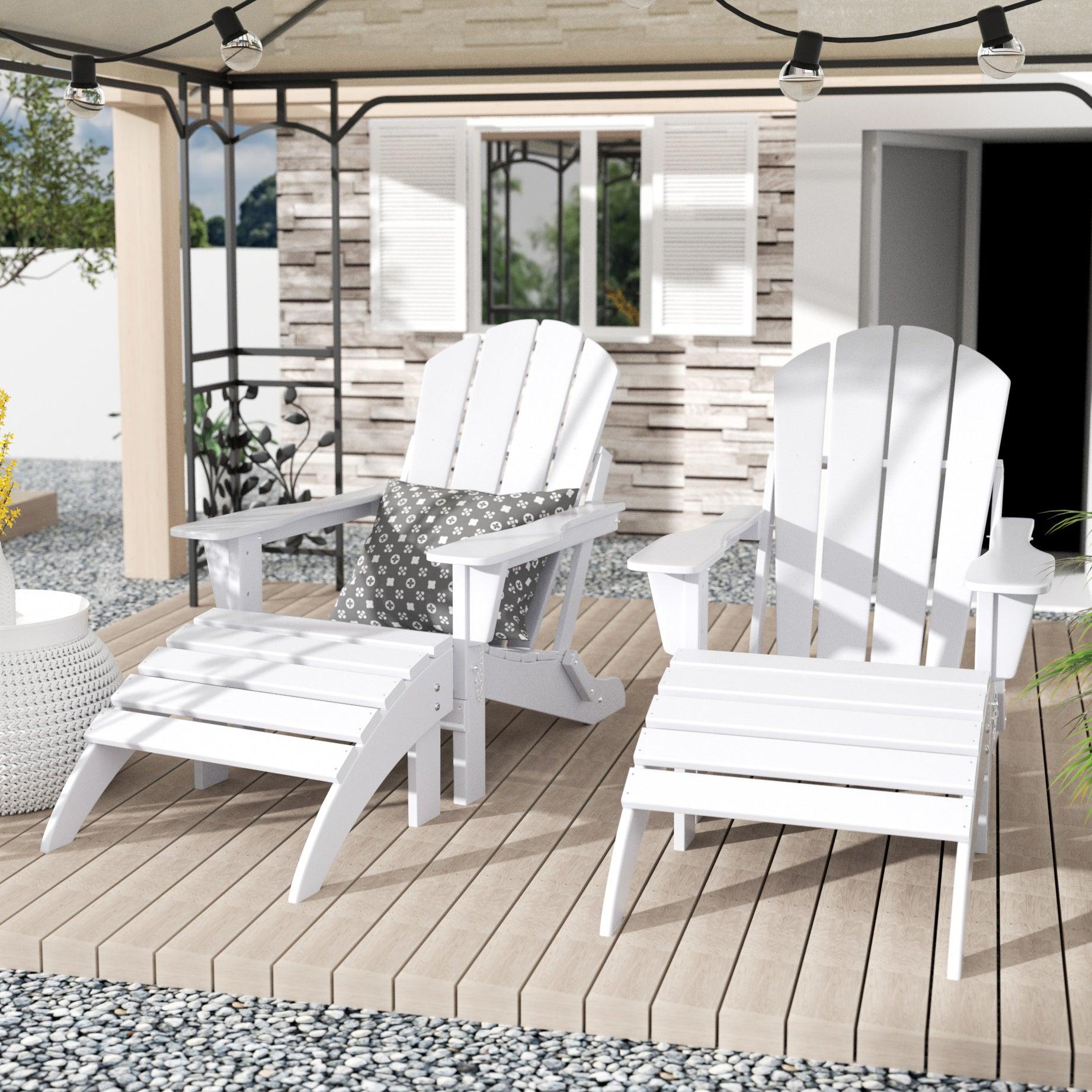 Paradise 4-Piece Set Classic Folding Adirondack Chair with Footrest Ottoman - Costaelm