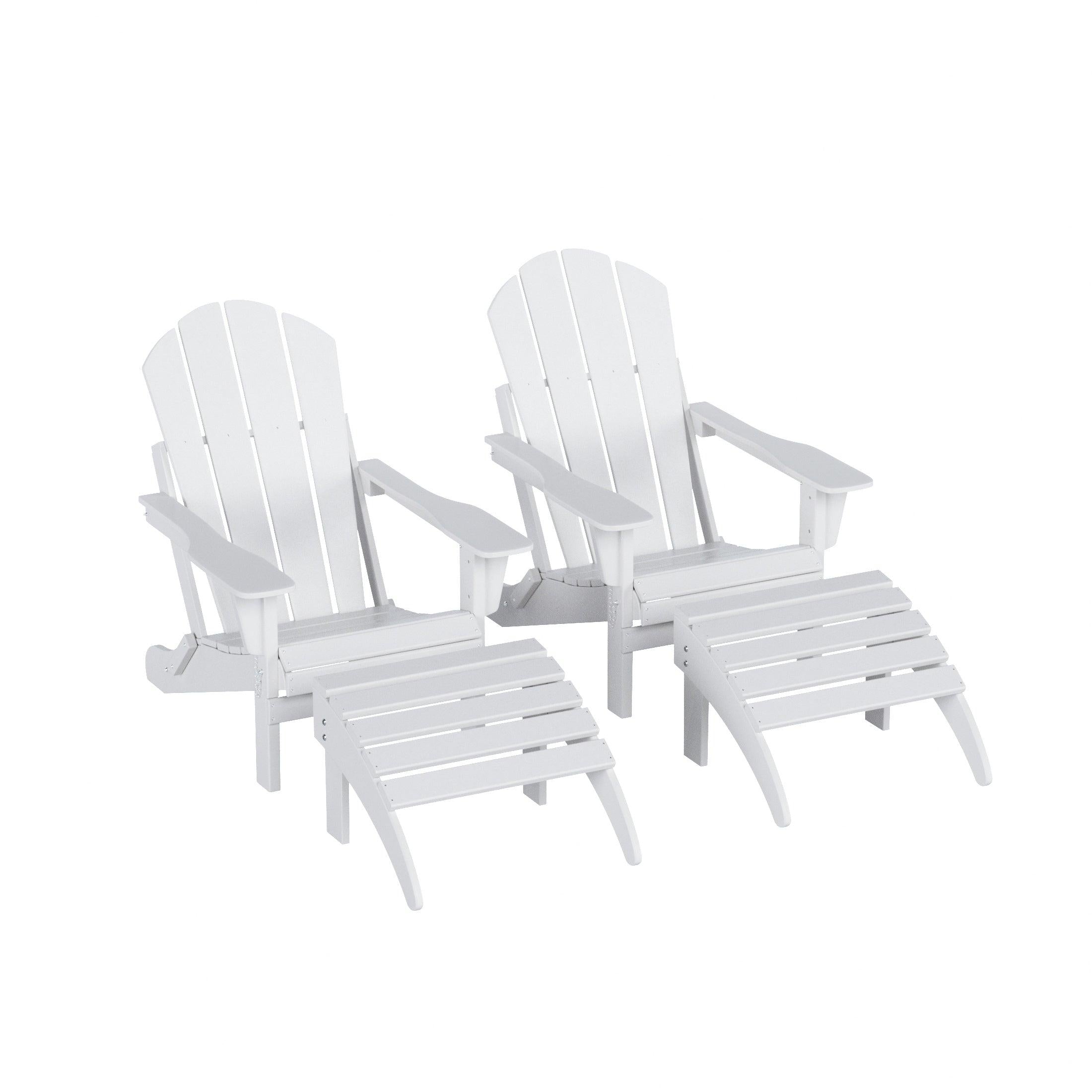 Paradise 4-Piece Set Classic Folding Adirondack Chair with Footrest Ottoman - Costaelm