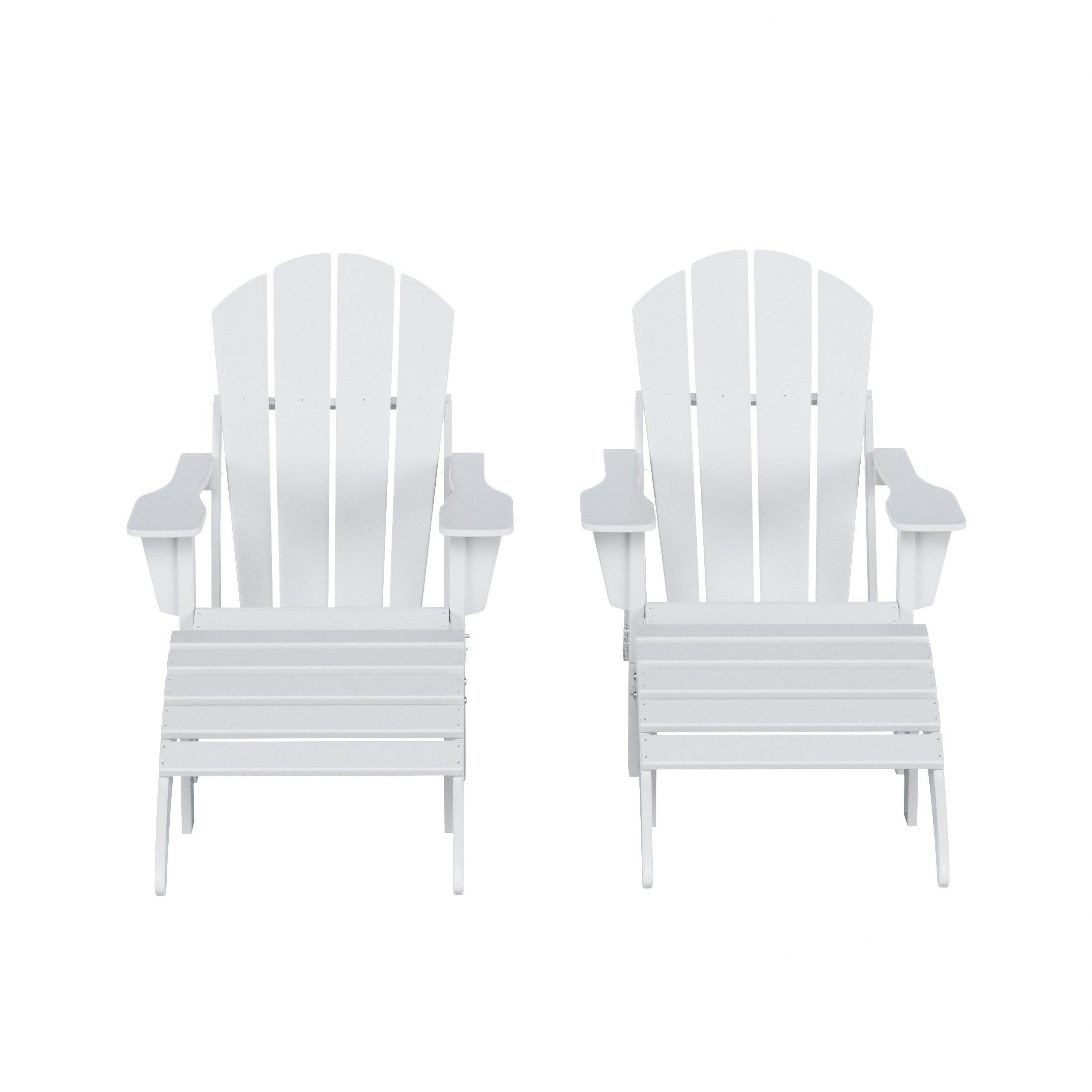 Paradise 4-Piece Set Classic Folding Adirondack Chair with Footrest Ottoman - Costaelm