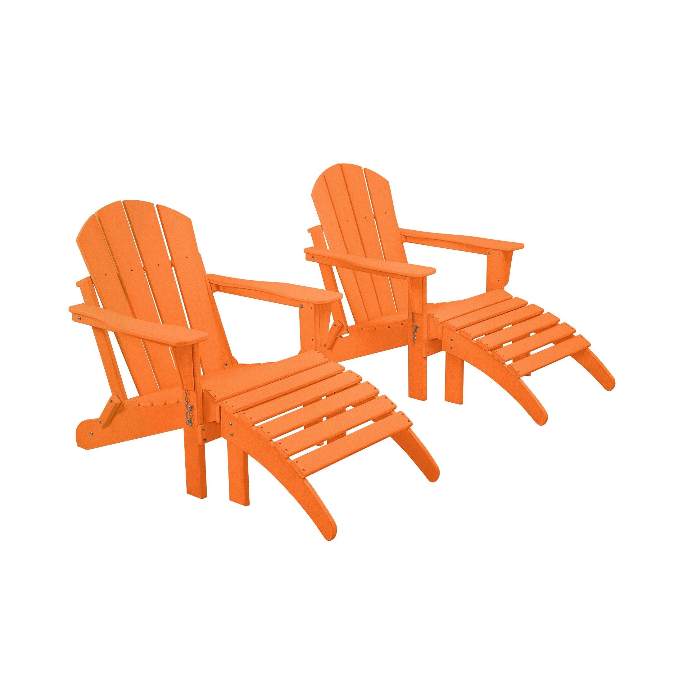 Paradise 4-Piece Set Classic Folding Adirondack Chair with Footrest Ottoman - Costaelm