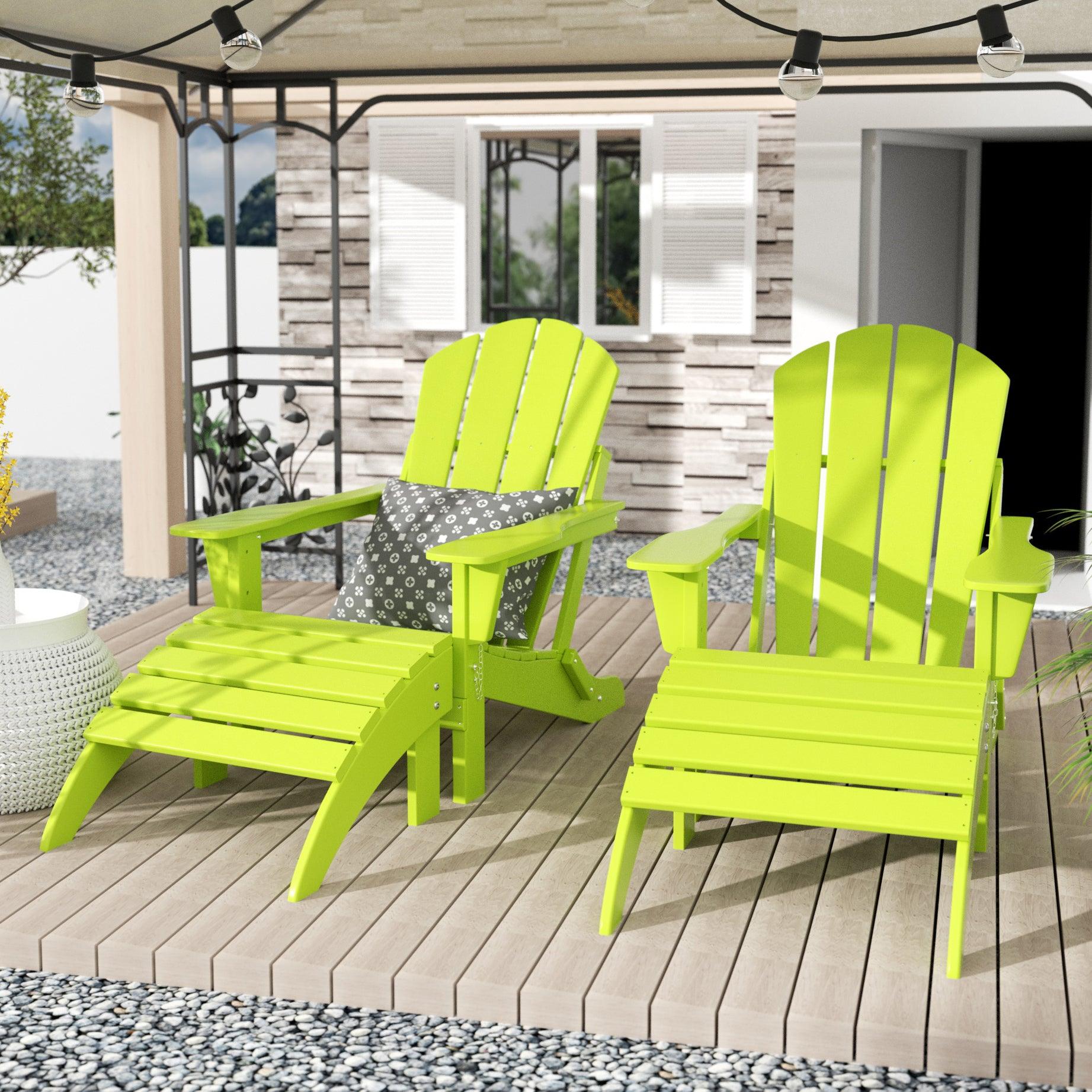 Paradise 4-Piece Set Classic Folding Adirondack Chair with Footrest Ottoman - Costaelm