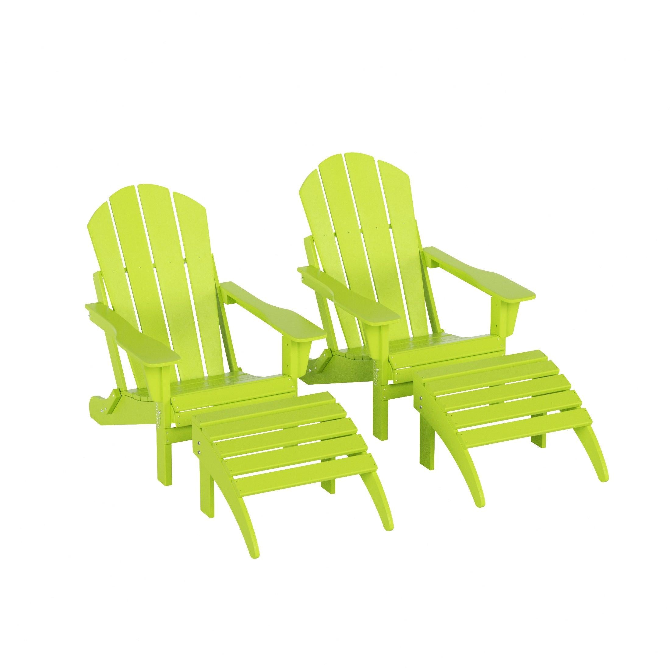 Paradise 4-Piece Set Classic Folding Adirondack Chair with Footrest Ottoman - Costaelm