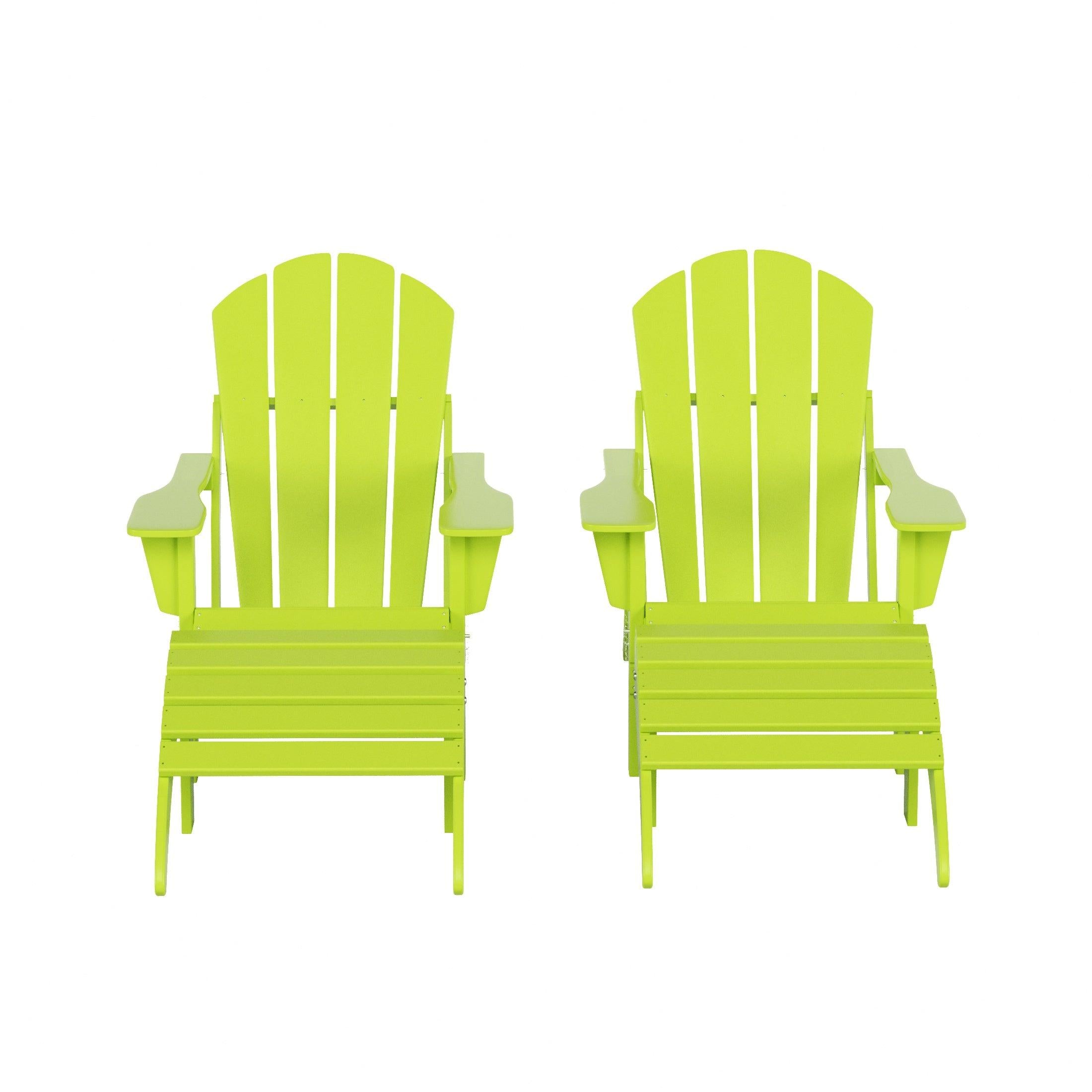 Paradise 4-Piece Set Classic Folding Adirondack Chair with Footrest Ottoman - Costaelm