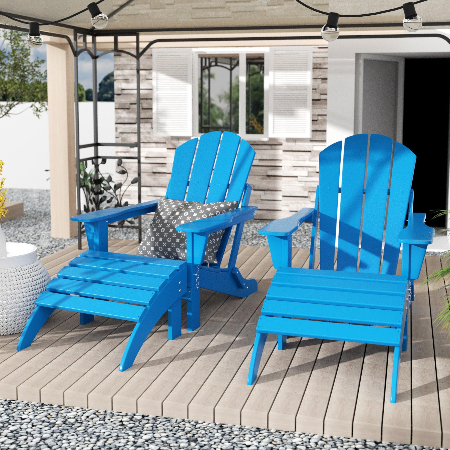 Paradise 4-Piece Set Classic Folding Adirondack Chair with Footrest Ottoman - Costaelm