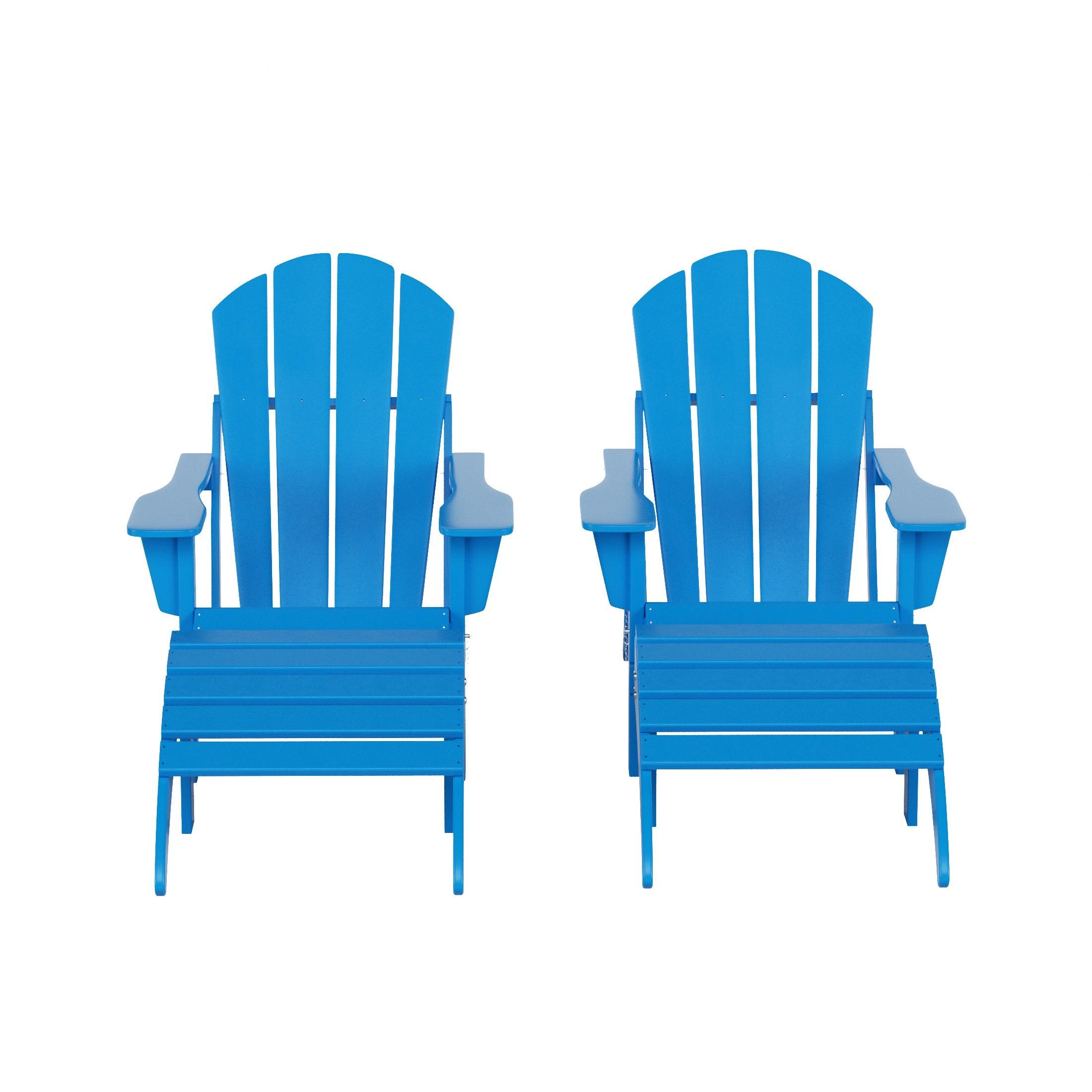 Paradise 4-Piece Set Classic Folding Adirondack Chair with Footrest Ottoman - Costaelm