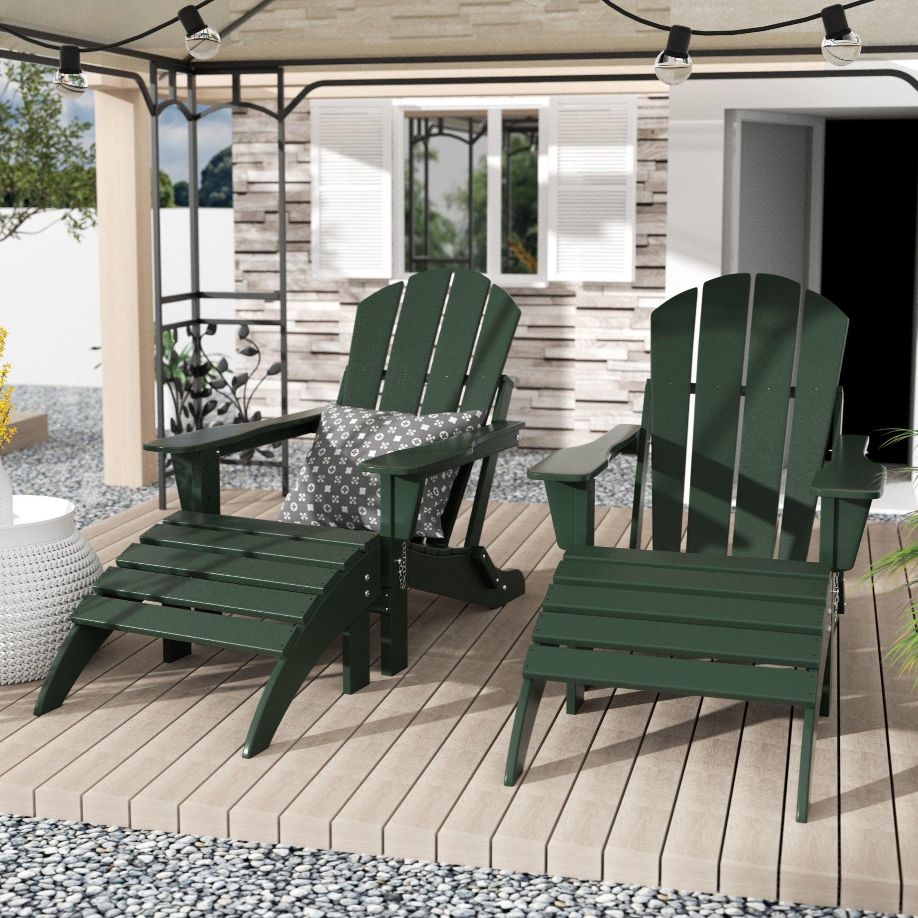 Paradise 4-Piece Set Classic Folding Adirondack Chair with Footrest Ottoman - Costaelm