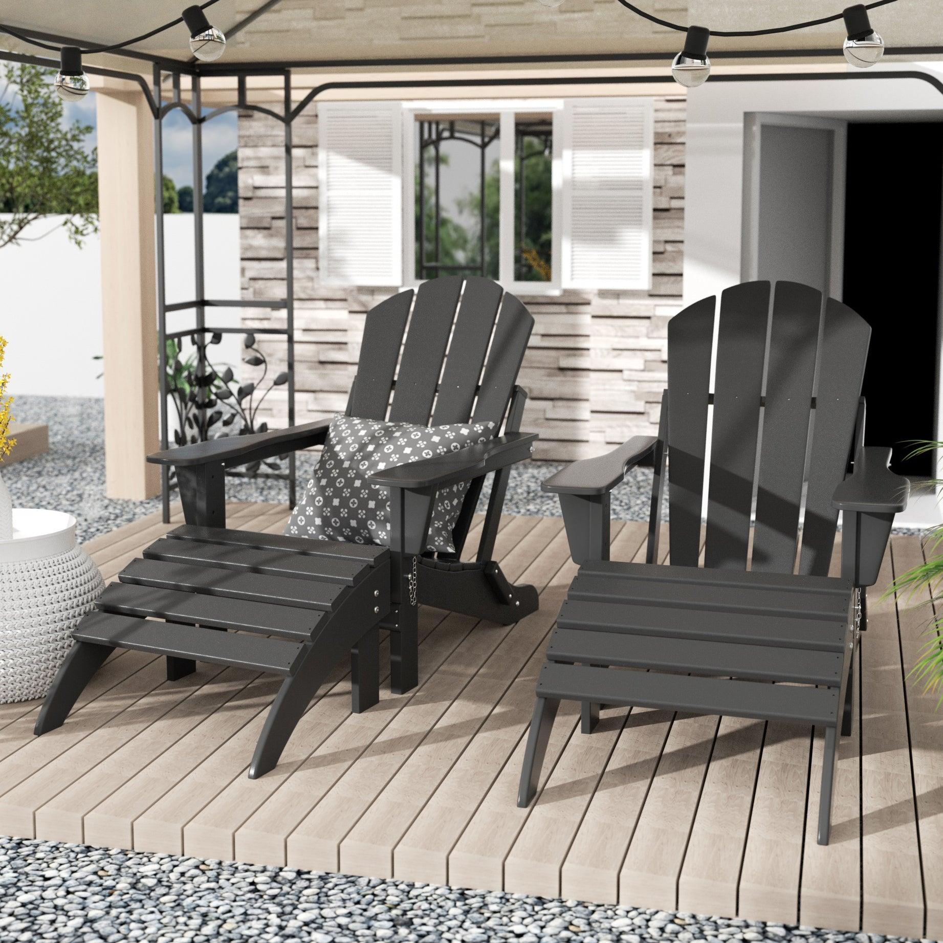 Paradise 4-Piece Set Classic Folding Adirondack Chair with Footrest Ottoman - Costaelm