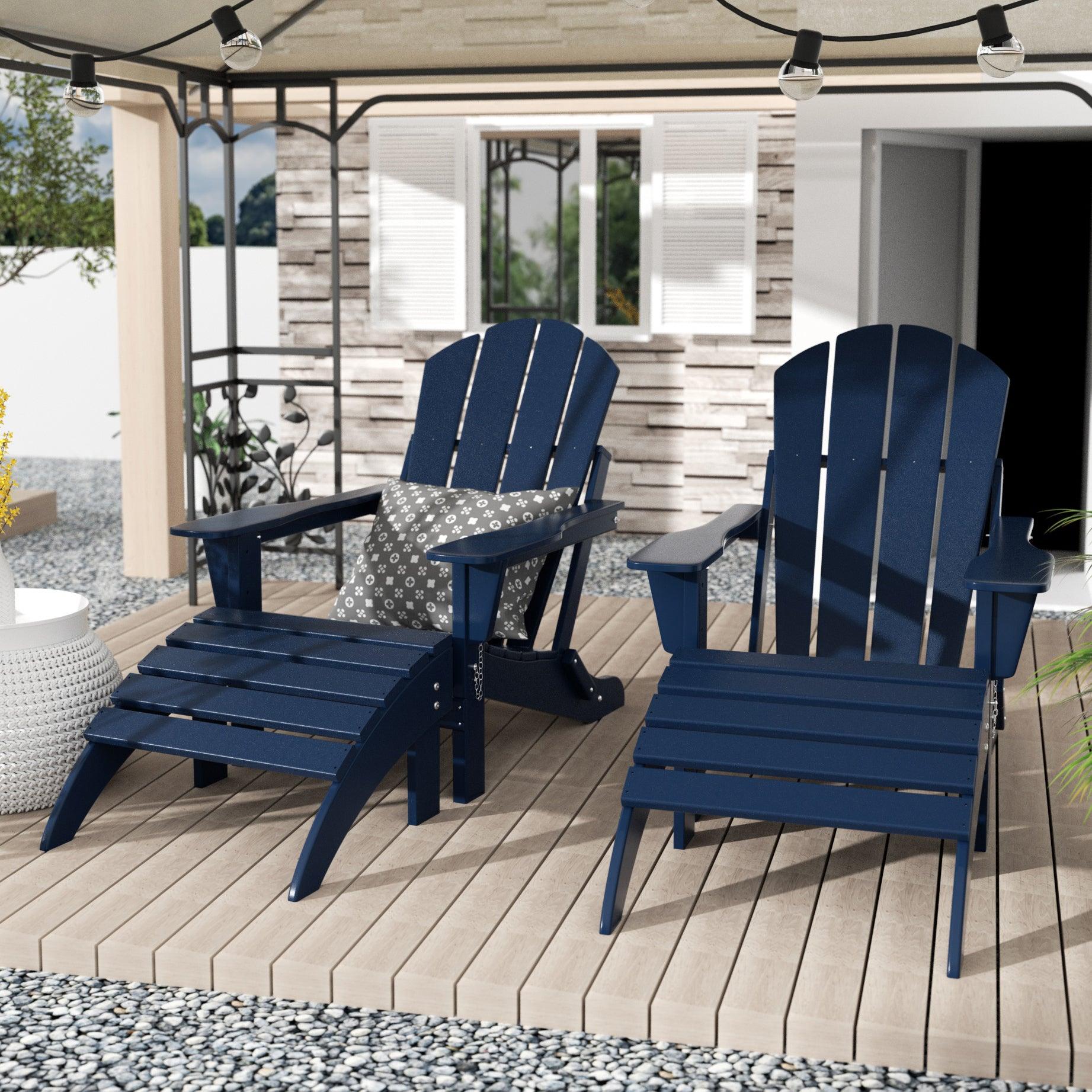 Paradise 4-Piece Set Classic Folding Adirondack Chair with Footrest Ottoman - Costaelm