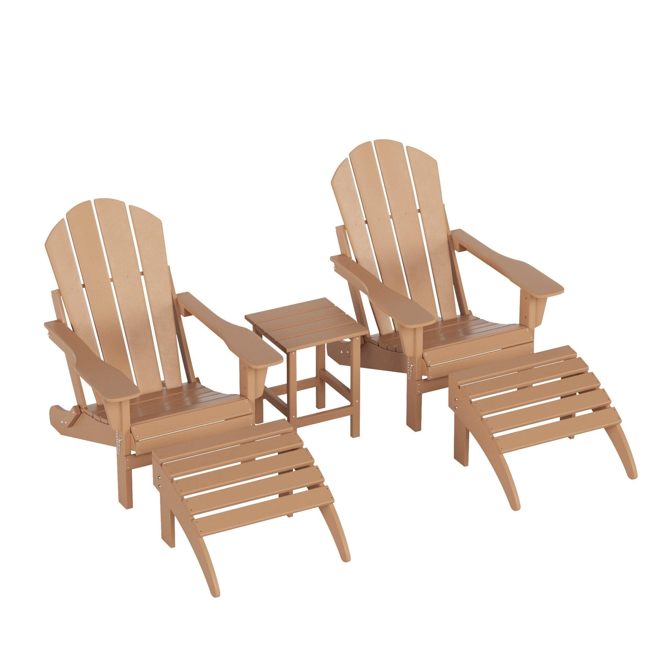 Paradise 4-Piece Set Classic Folding Adirondack Chair with Footrest Ottoman - Costaelm