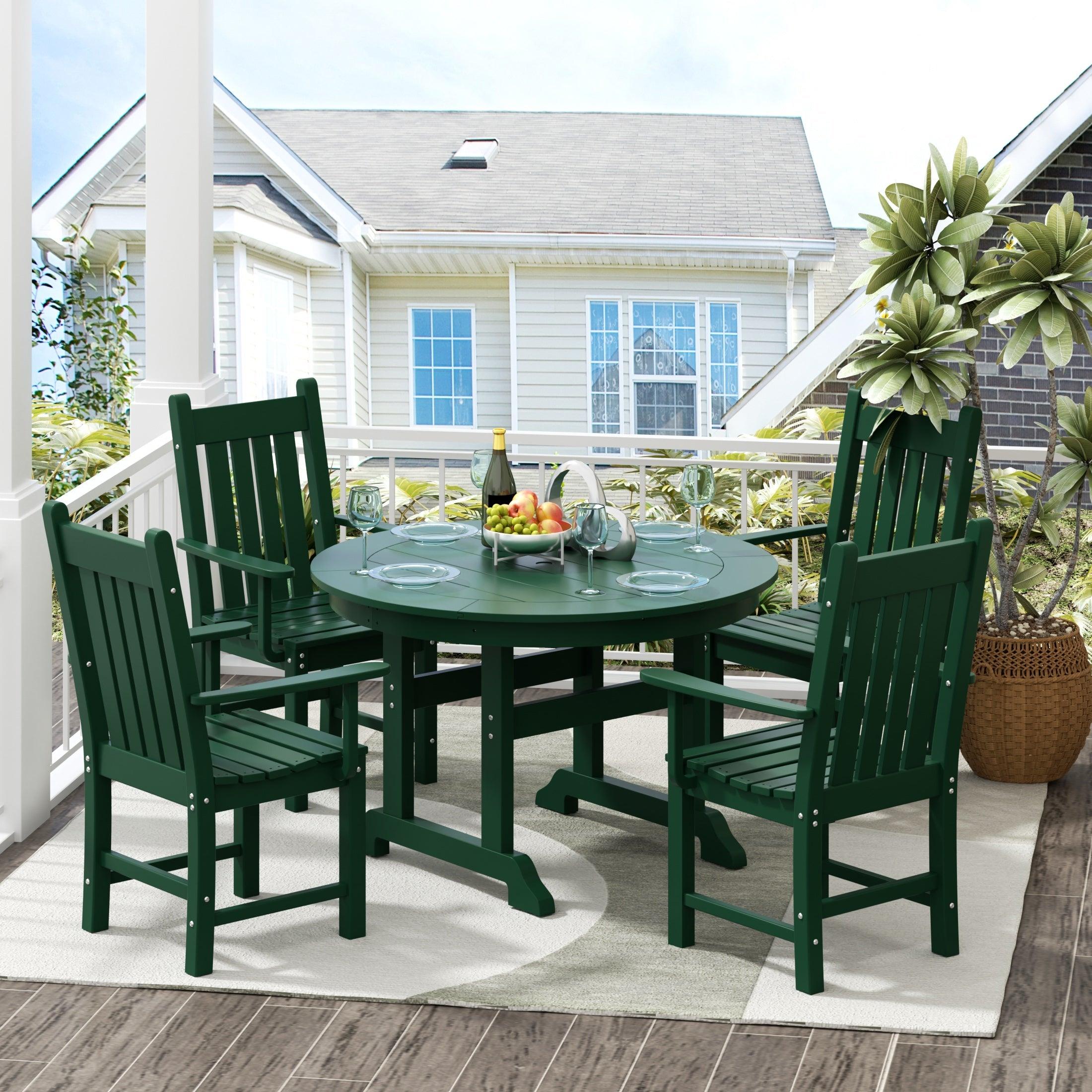 Paradise 5-Piece Round Table Trestle Arm Chair Dining Set