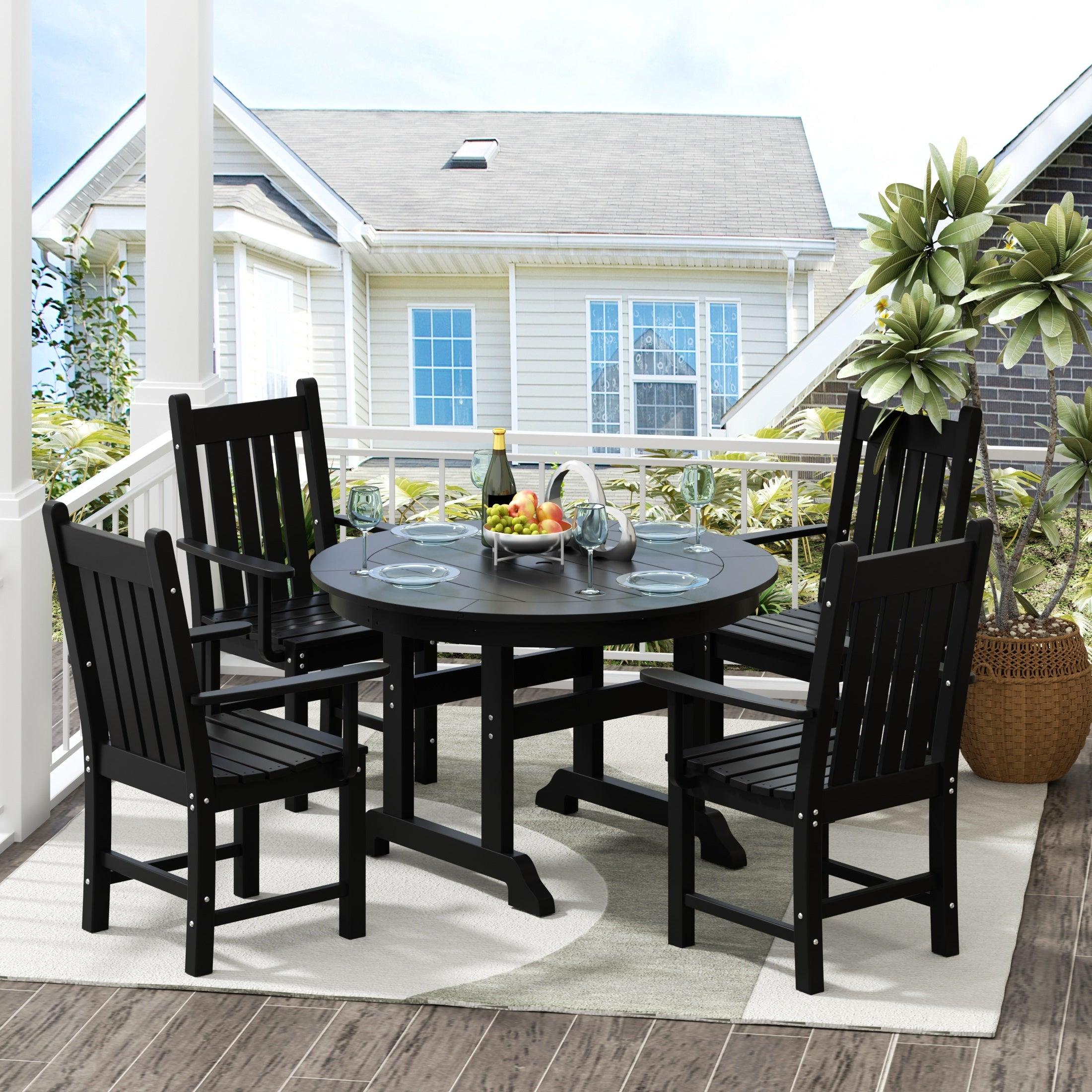 Paradise 5-Piece Round Table Trestle Arm Chair Dining Set - Costaelm