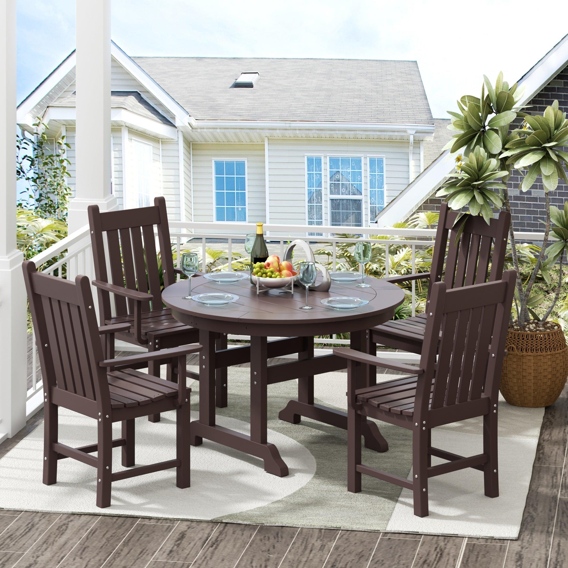 Paradise 5-Piece Round Table Trestle Arm Chair Dining Set - Costaelm