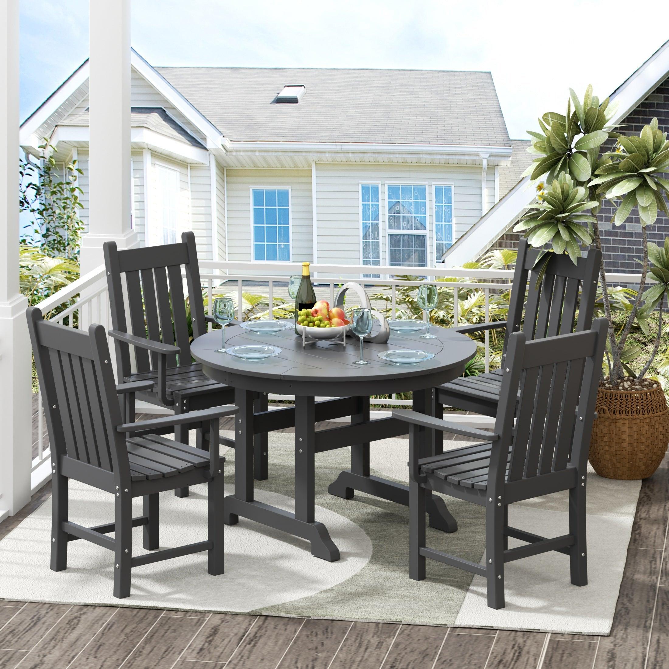 Paradise 5-Piece Round Table Trestle Arm Chair Dining Set - Costaelm