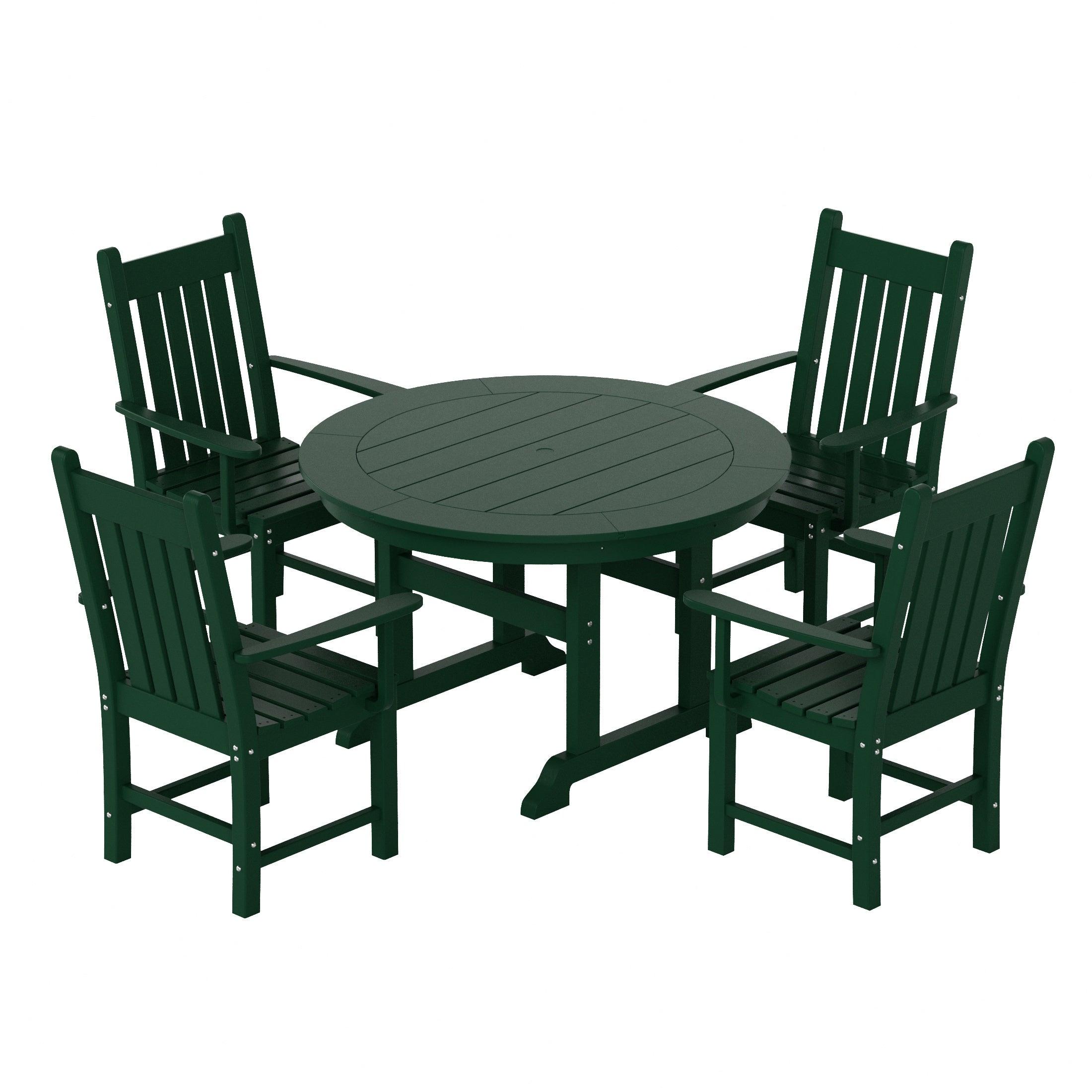 Paradise 5-Piece Round Table Trestle Arm Chair Dining Set - Costaelm