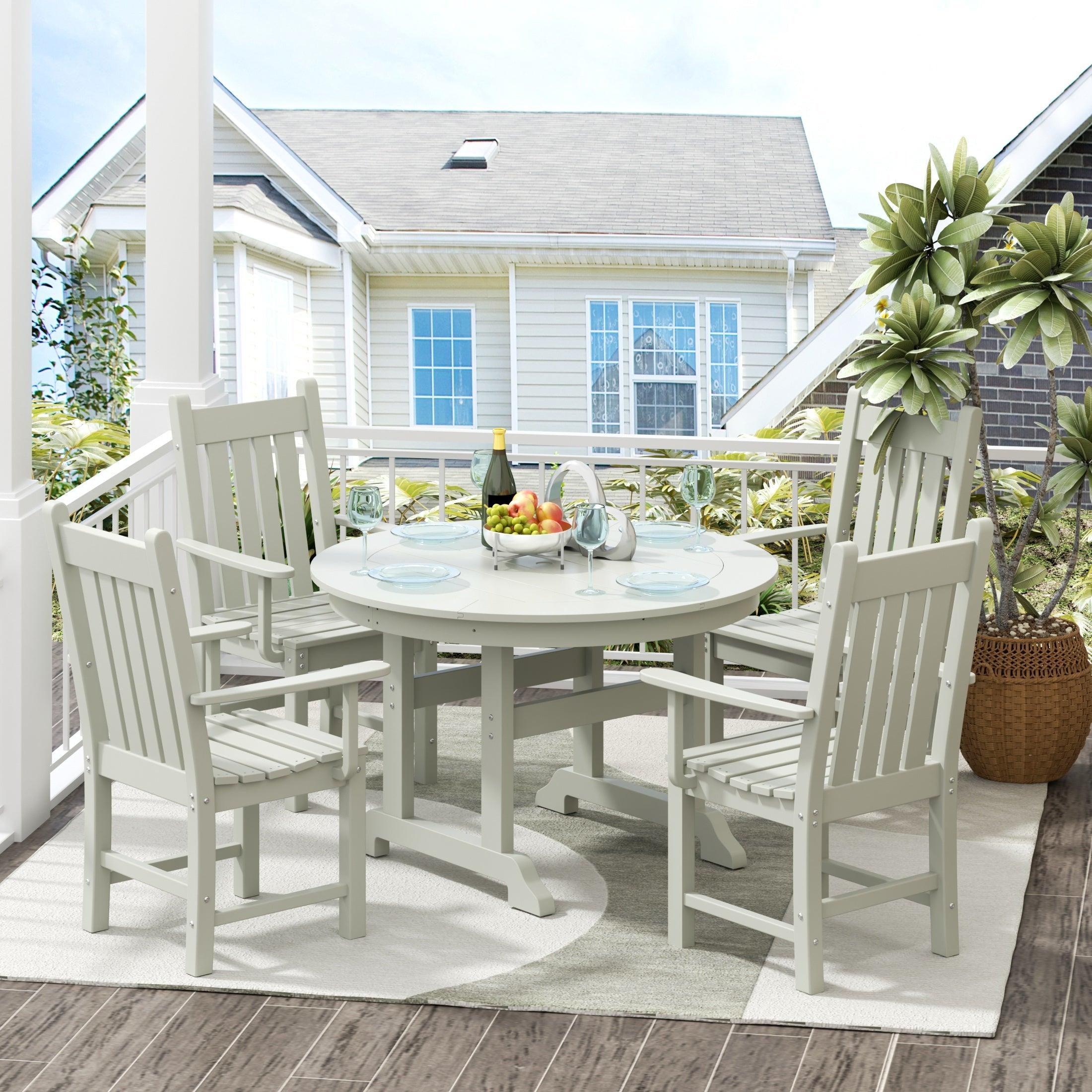 Paradise 5-Piece Round Table Trestle Arm Chair Dining Set - Costaelm