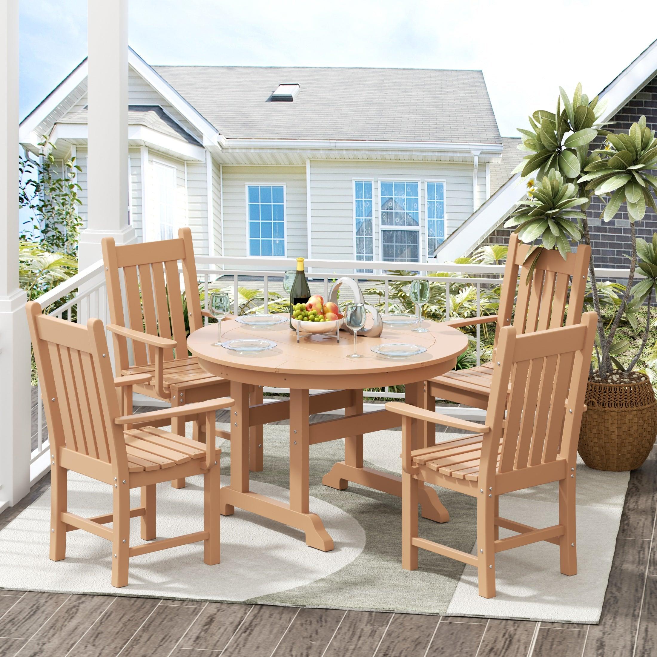 Paradise 5-Piece Round Table Trestle Arm Chair Dining Set - Costaelm