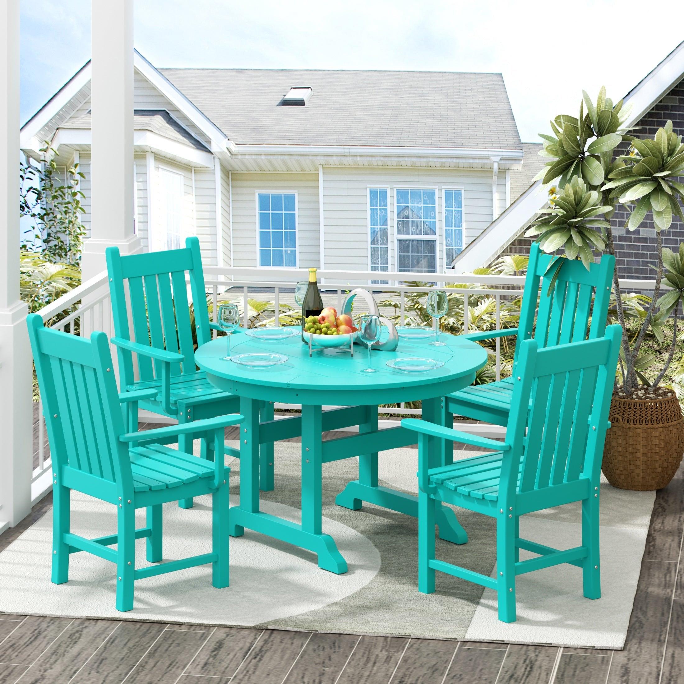 Paradise 5-Piece Round Table Trestle Arm Chair Dining Set - Costaelm