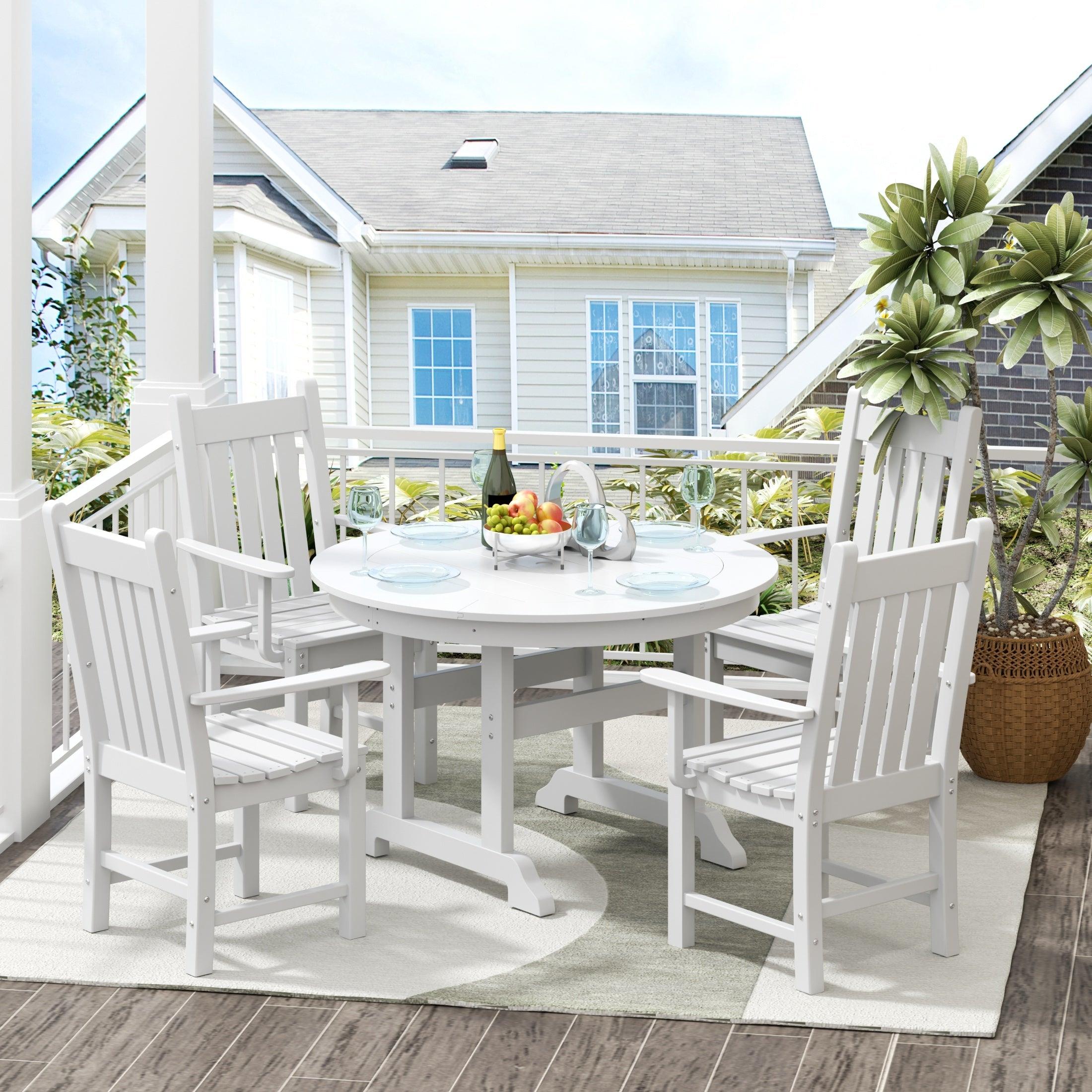 Paradise 5 Piece Trestle Round Table Arm Chair Dining Set - Costaelm