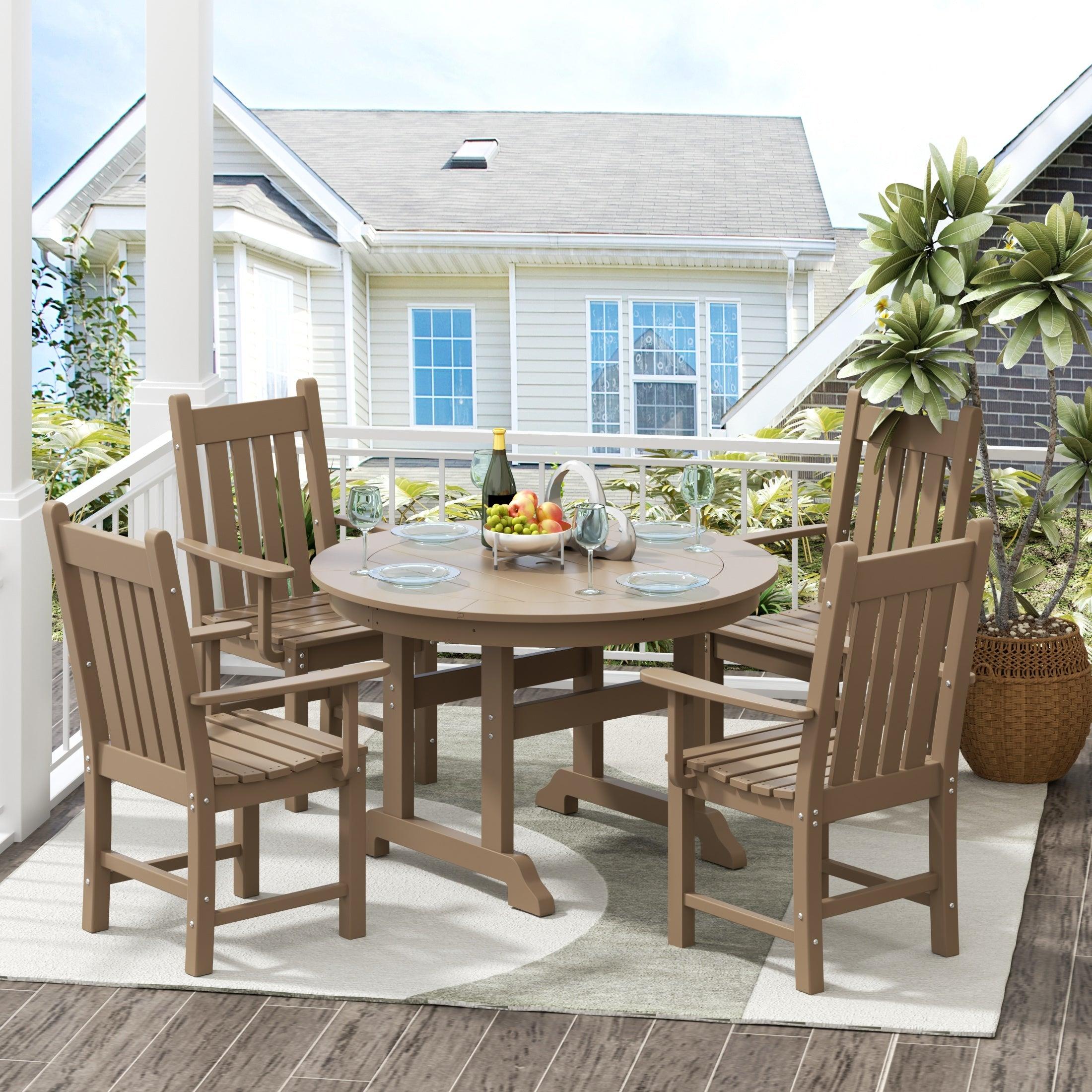 Paradise 5 Piece Trestle Round Table Arm Chair Dining Set - Costaelm